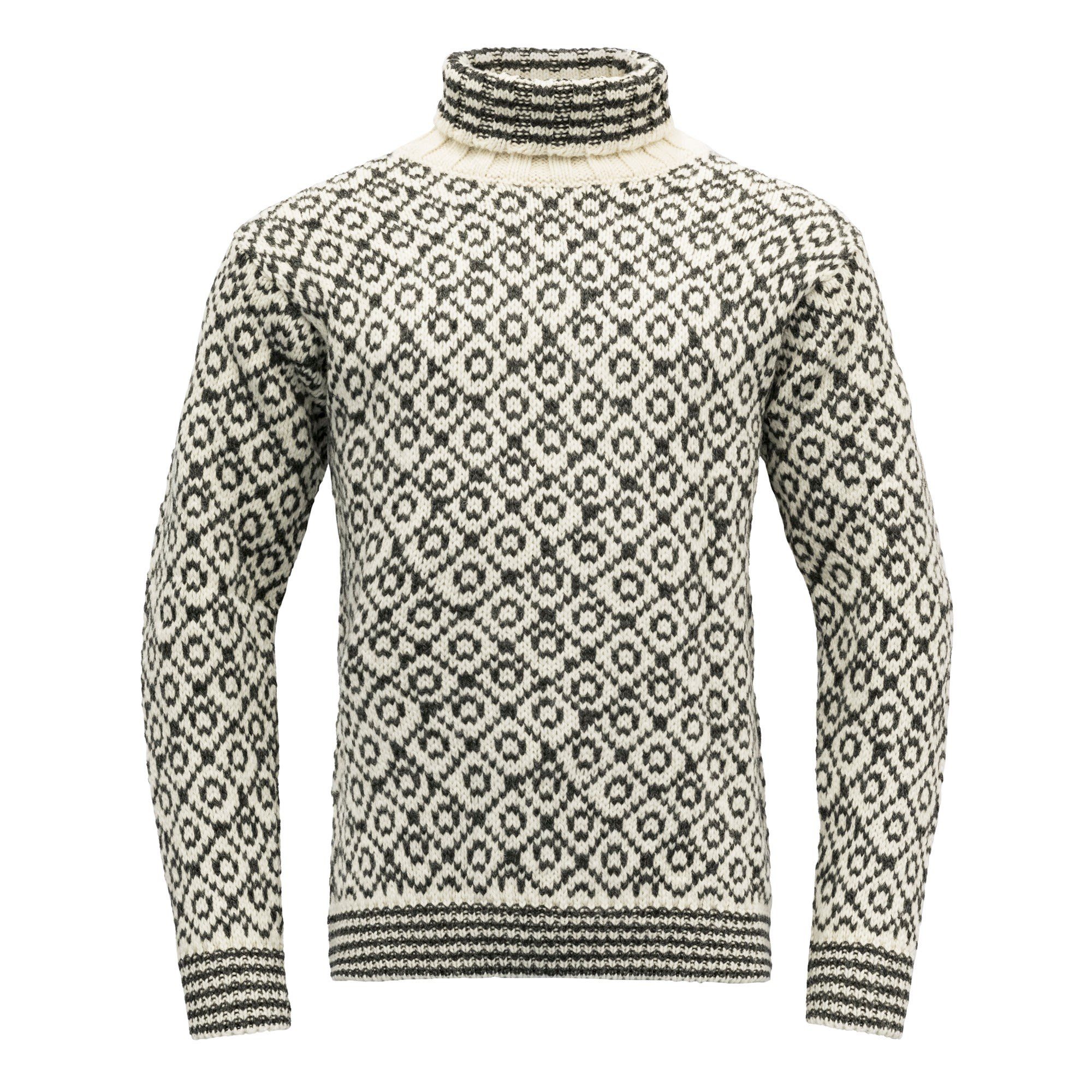 Devold Fleecepullover Devold Svalbard Sweater White - Anthracite High Neck Wool Off