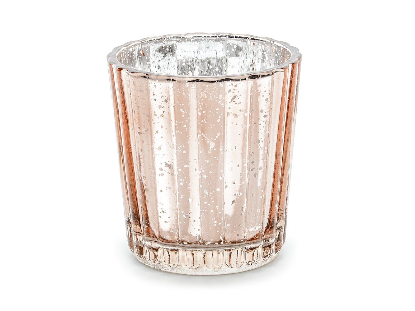 Glas partydeco 5,5x6cm Kerzenhalter, roségold 4er Set Teelichthalter