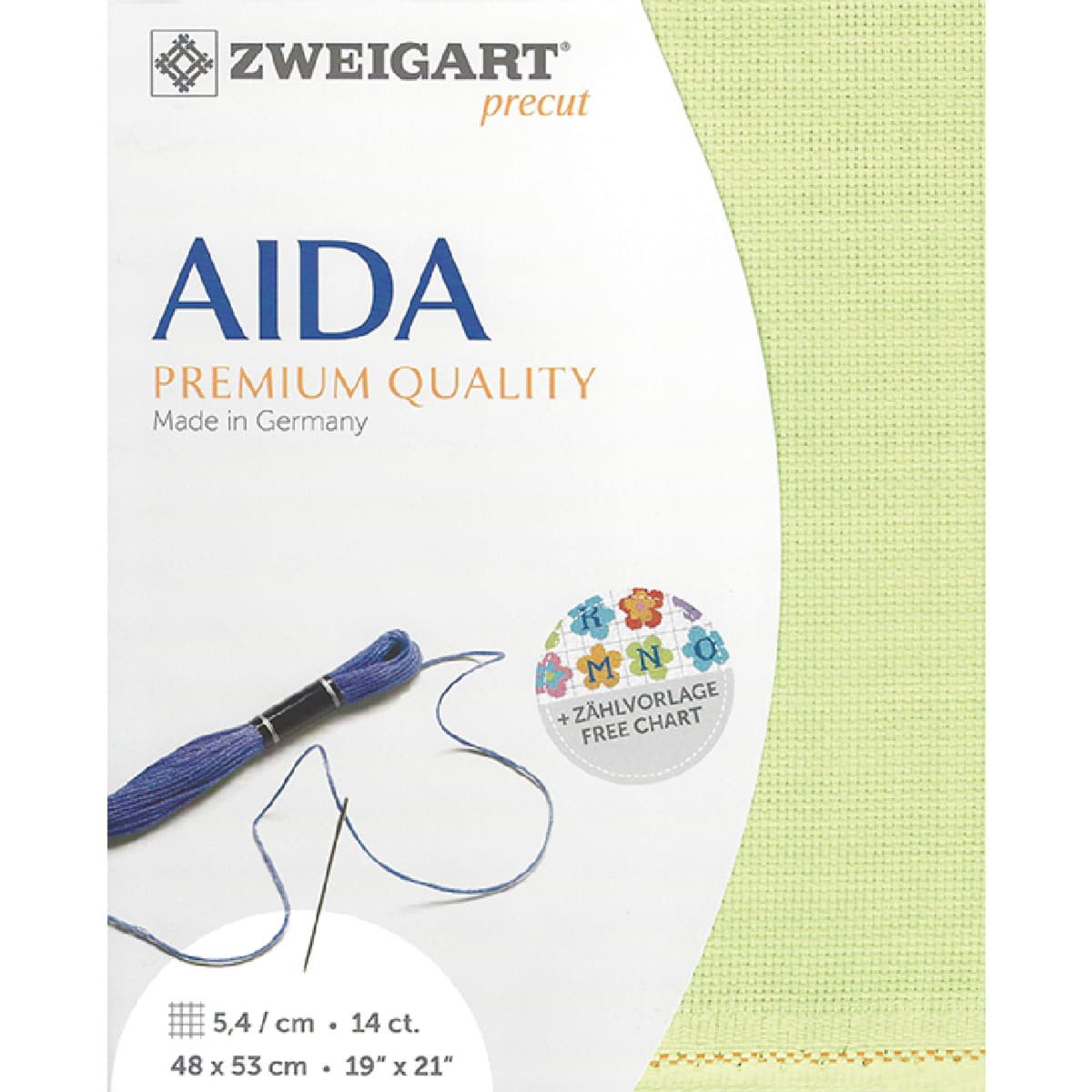 Zweigart Kreativset AIDA Zweigart Precut 14 ct. Stern-Aida 3706 Farbe 6122 lime, 48x53 cm, (embroidery kit by Marussia)