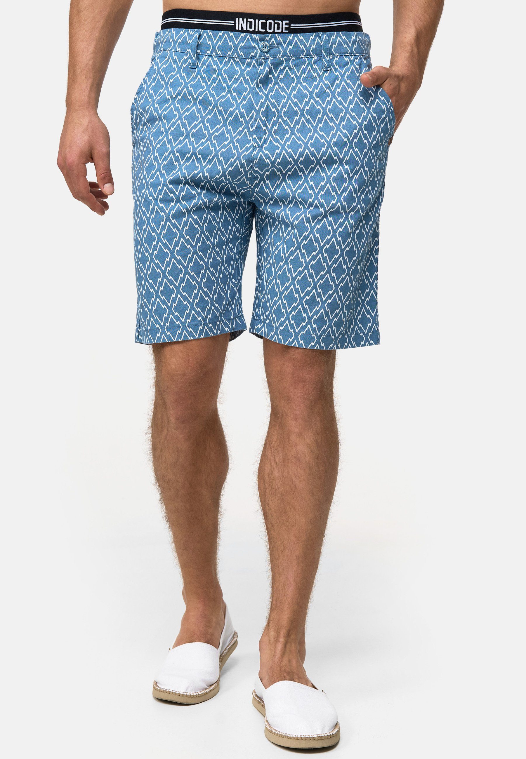 Indicode Chinoshorts Apostolis mit geometrischen Muster günstig online kaufen