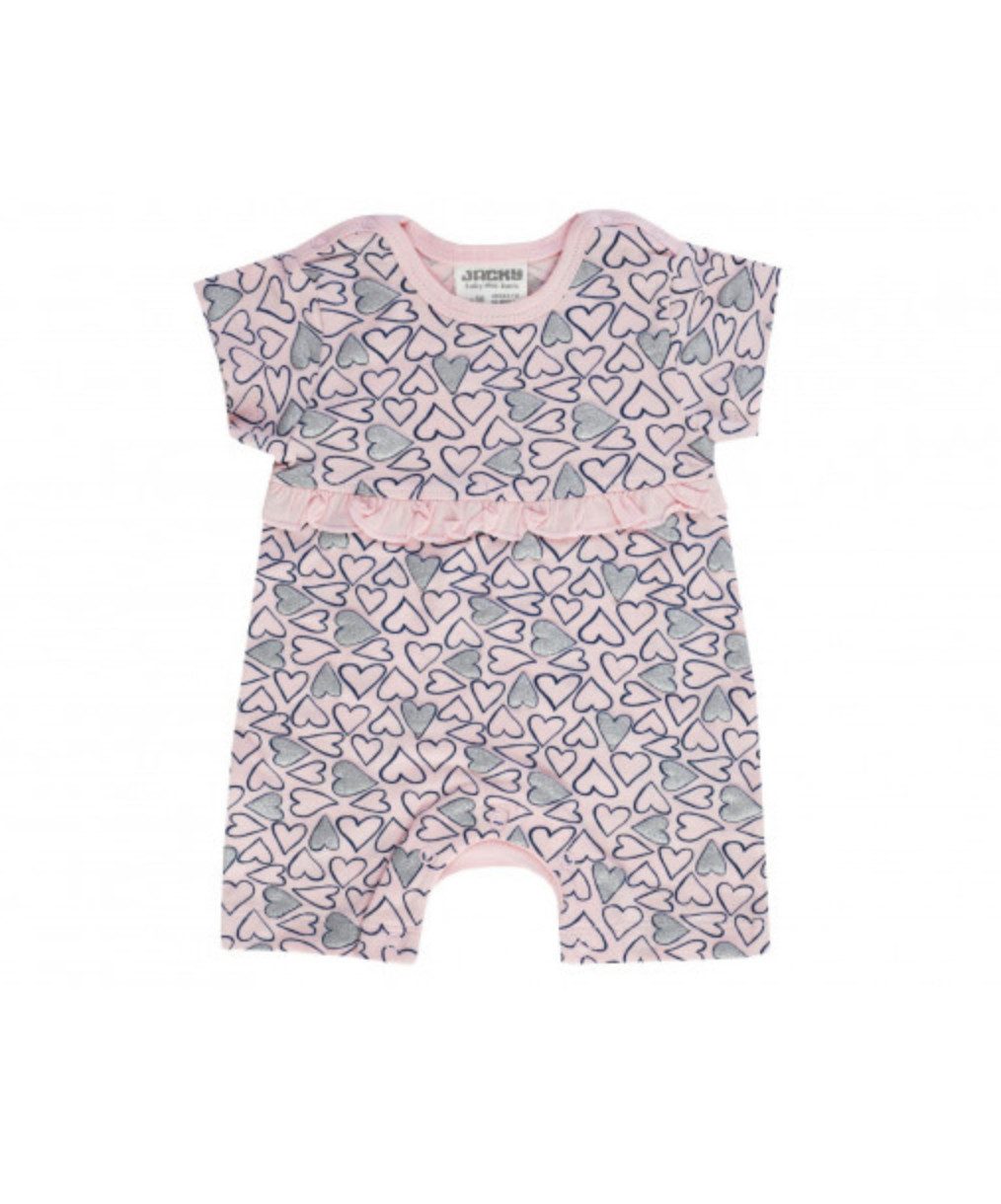 JACKY Kurzoverall Baby Mädchen Overall kurzarm Baumwolle – Spieler mit Herzmuster