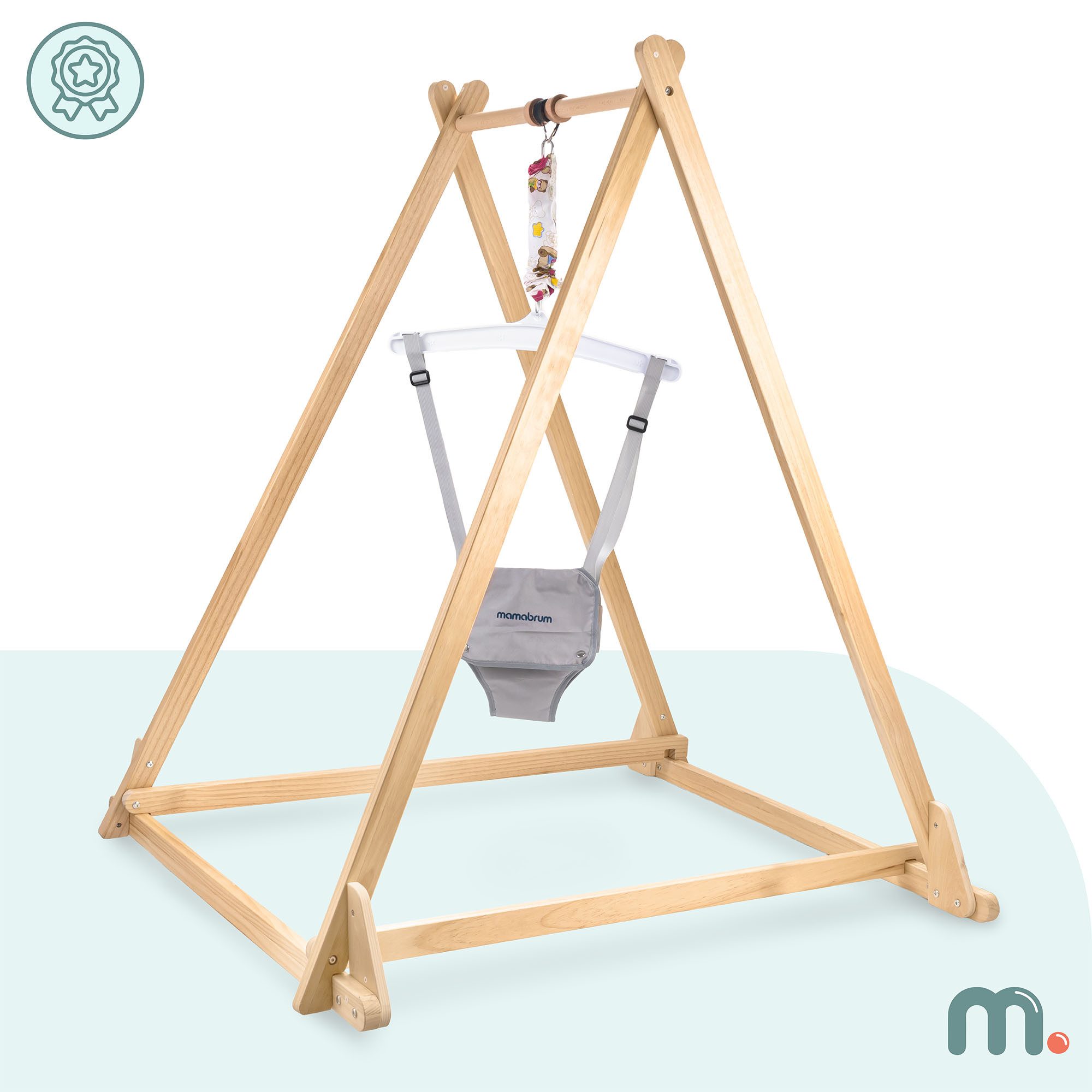 Mamabrum Babyschaukel Mamabrum Baby Jumper Holz mit Gestell höhenverstellbar