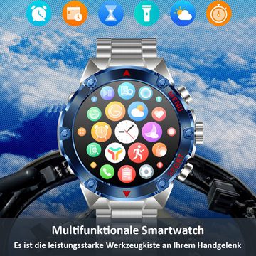 HYIEAR Smartwatch Fitness uhr herren,Sportuhren herren,Laufuhr,Uhren herren Smartwatch, 1-tlg., Wird mit USB-Ladekabel geliefert., Sportarmbänder, Gesundheitsfunktionen, individuelle Zifferblätter