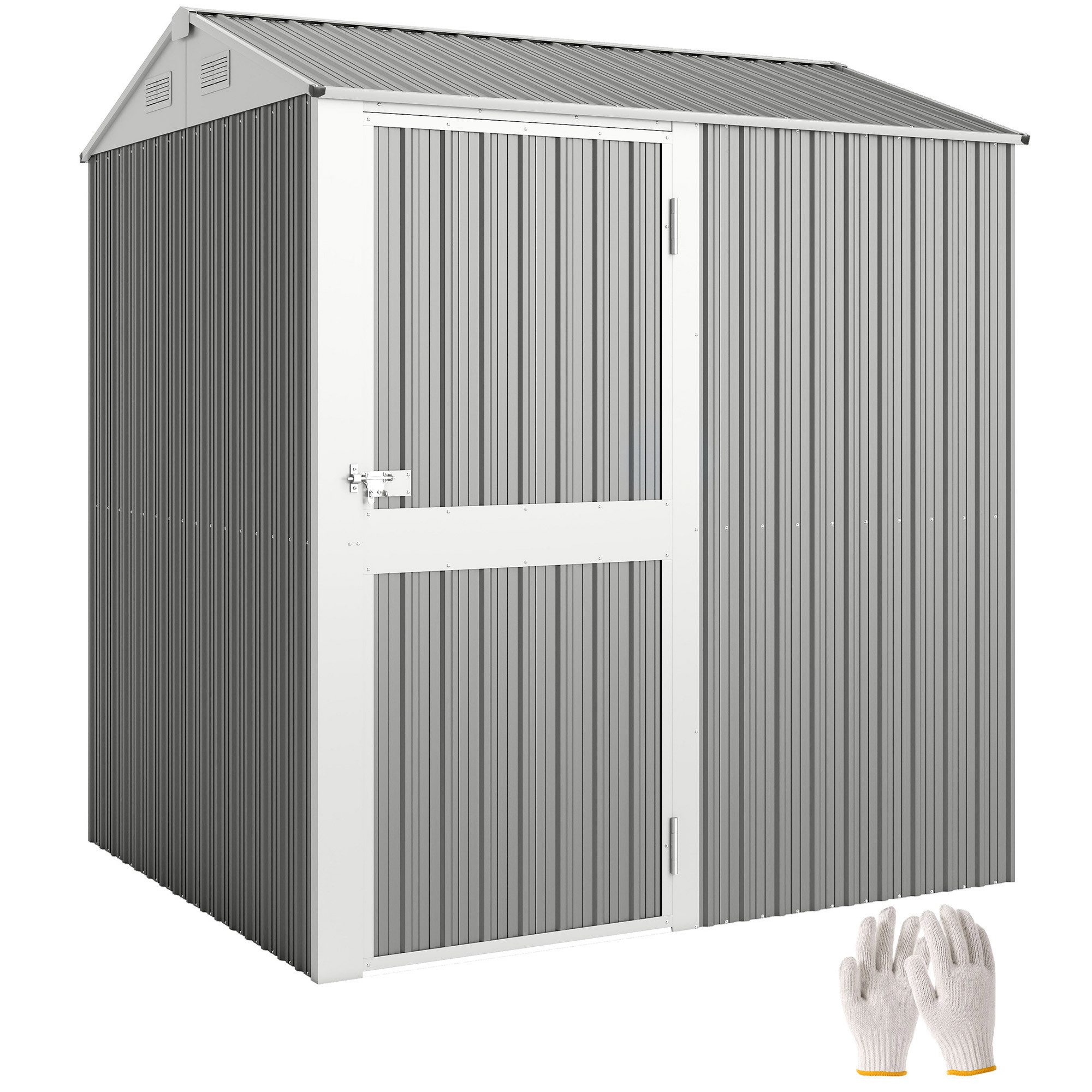 MC Star Gartenhaus 3,51 m² hohes Gartenhaus aus Stahl mit Belüftungsöffnungen, (und abschließbarer Tür, 209 x 177 x 236 cm, Silber)