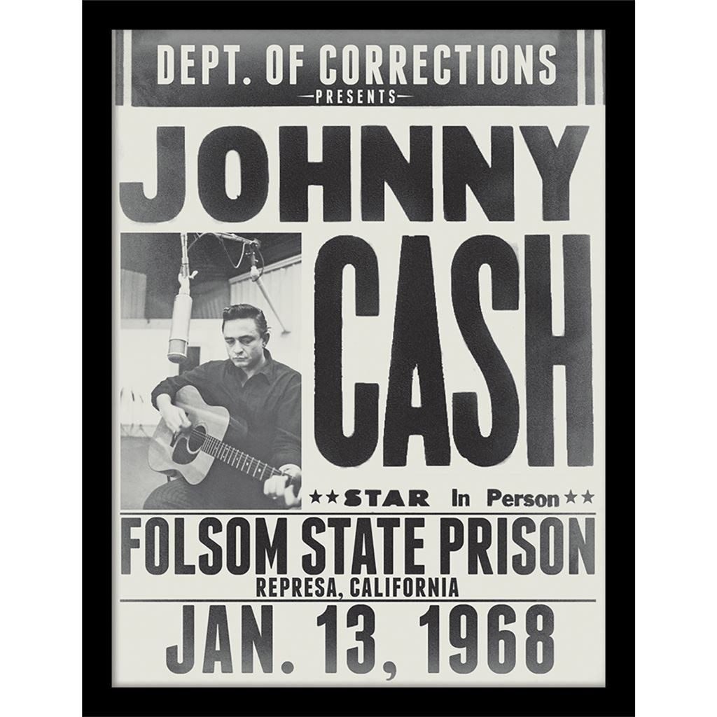 Johnny Cash Bild mit Rahmen Folsom State Prison, Gerahmtes Bild Kunstdruck