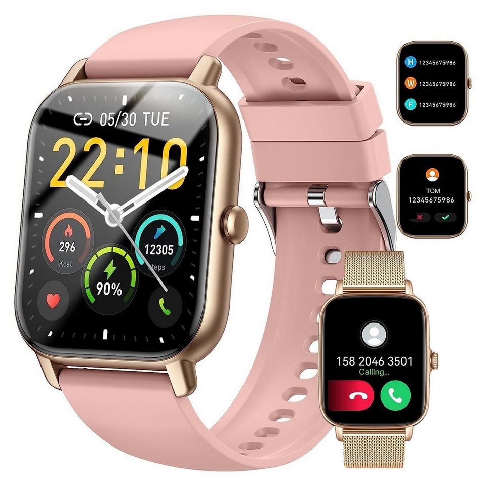 IBETTER Smartwatch, Damen Herren Smartwatch, Fitness Tracker Uhr Smartwatch  (Fitnessuhr mit Telefonfunktion 1,91\