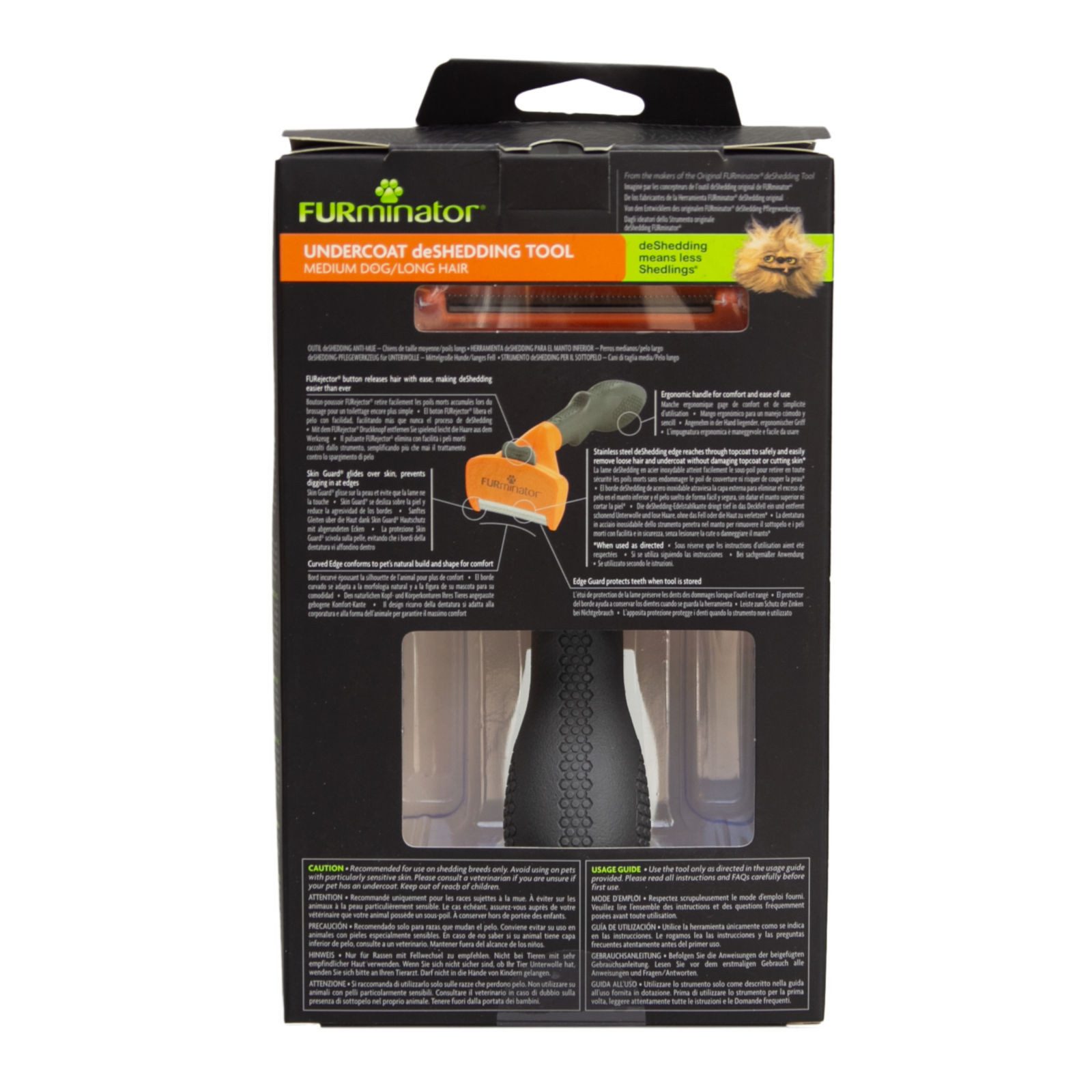 FURminator Fellbürste für langhaarige mittelgroße Hunde, deShedding-Pflege Werkzeug