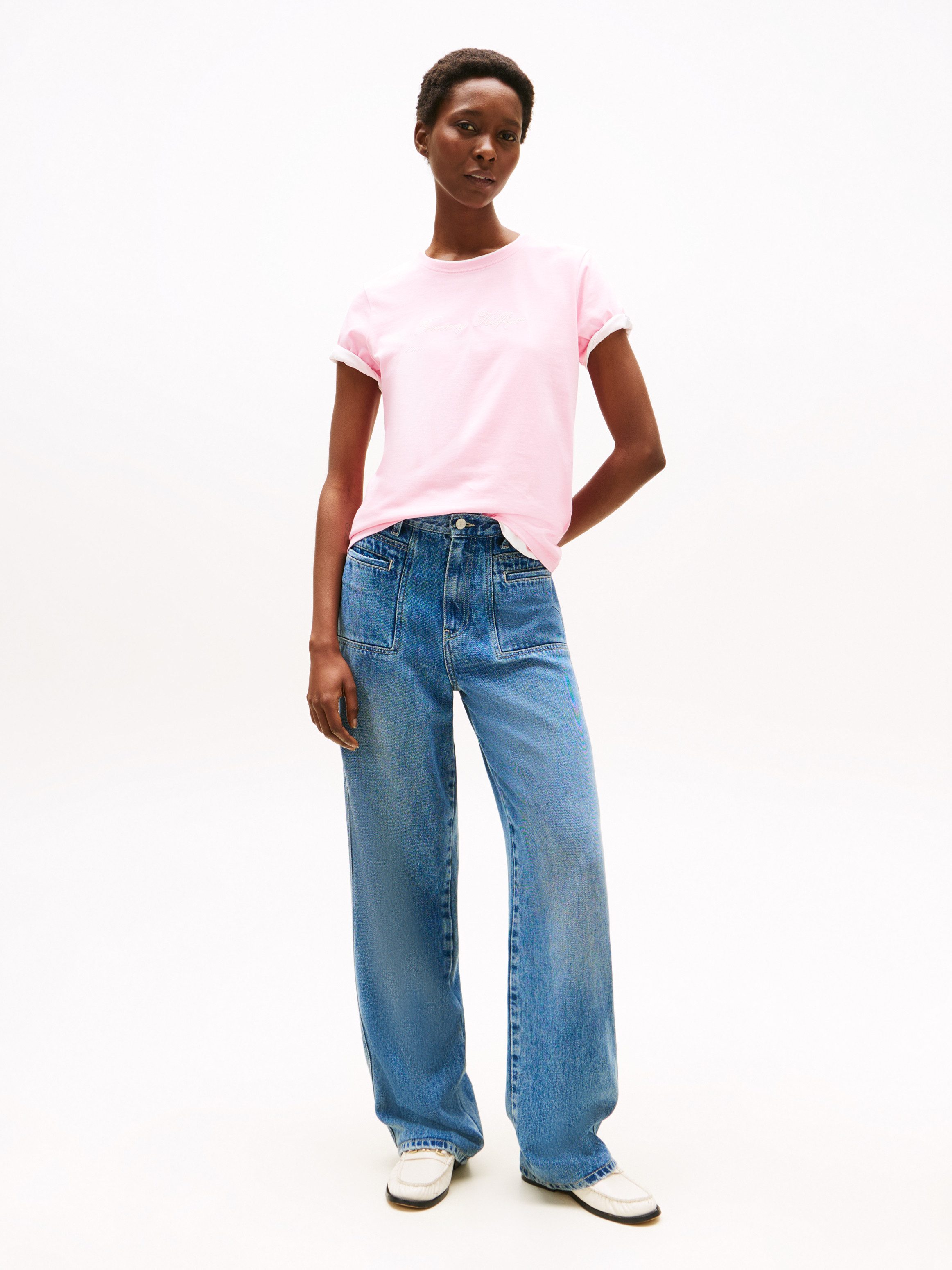 Tommy Hilfiger Kurzarmshirt SCRIPT REG C-NK SS T-SHIRT mit Tommy Hilfiger S günstig online kaufen