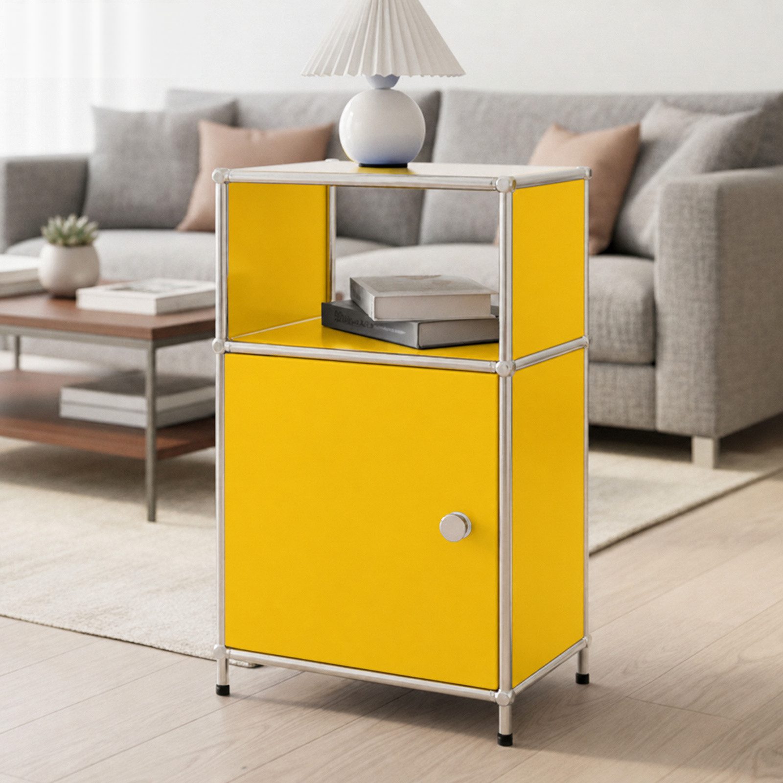 Floordirekt Standregal Concept Epure Metallregal MK-040, 3-stöckiges Regal 40x40x65 cm, mit Tür & Ablage, modernes Regal für Bad, Küche, Schlafzimmer & Büro – Bild 2 von 5