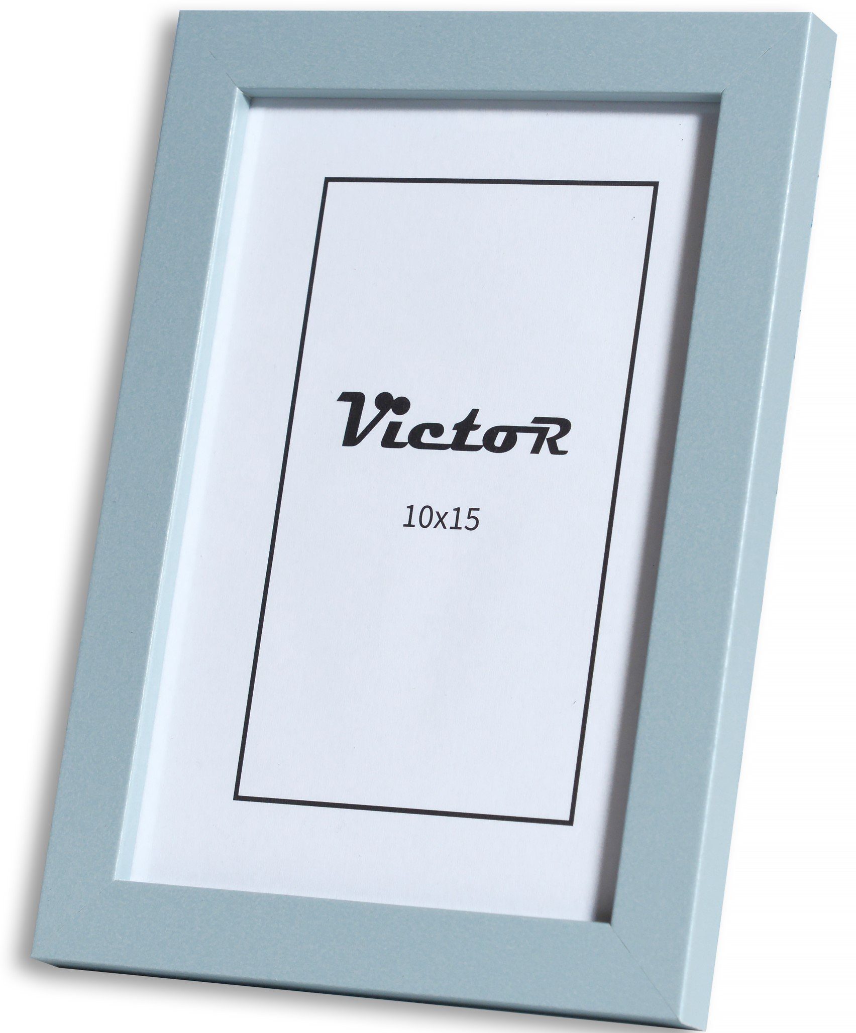 cm, Leiste Victor (Zenith) in Klee, Holzrahmen 10x15 schmaler mit blau, Bilderrahmen