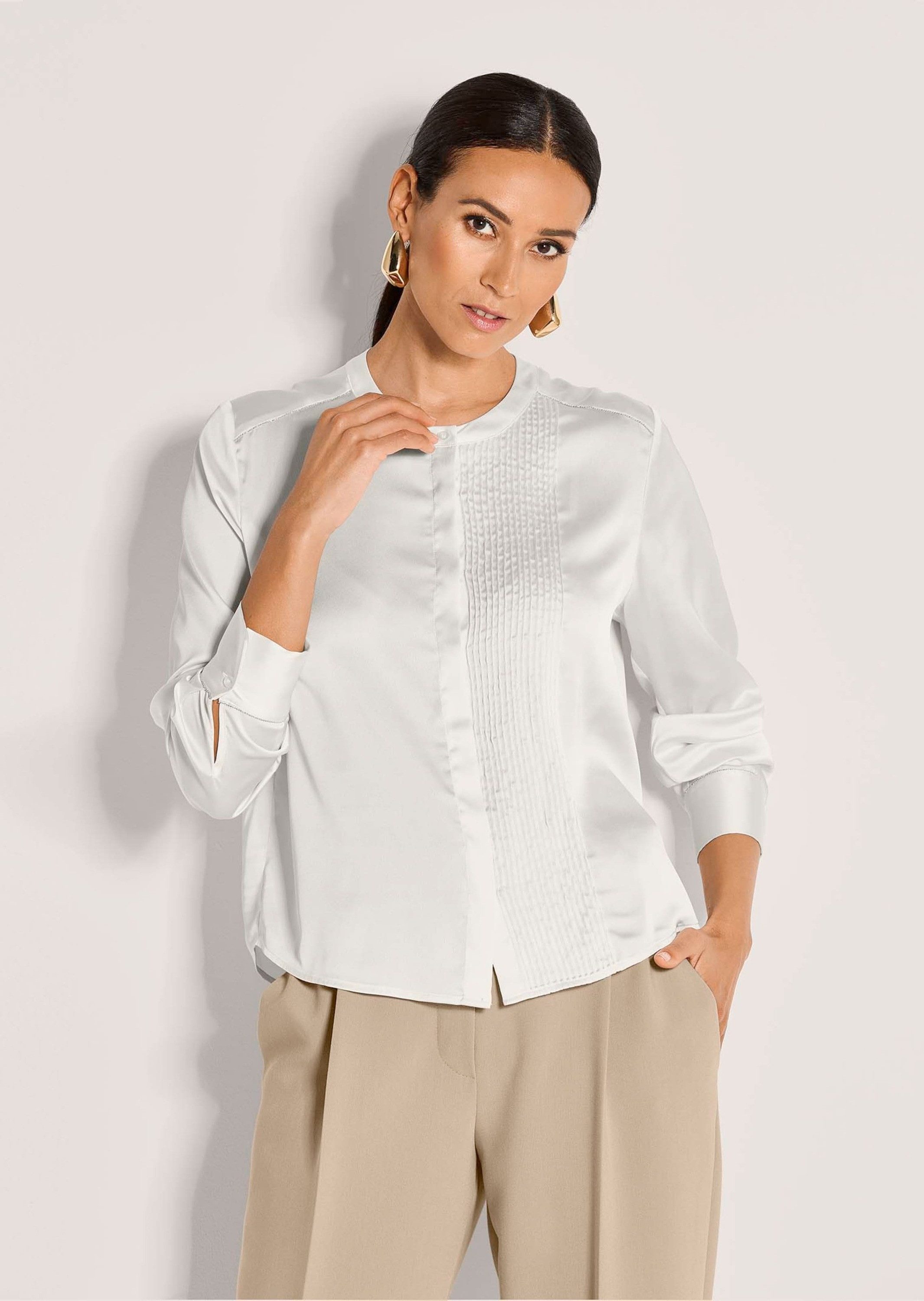 MADELEINE Langarmbluse Elegante Bluse mit Zierblenden Viskosebluse mit Rund günstig online kaufen