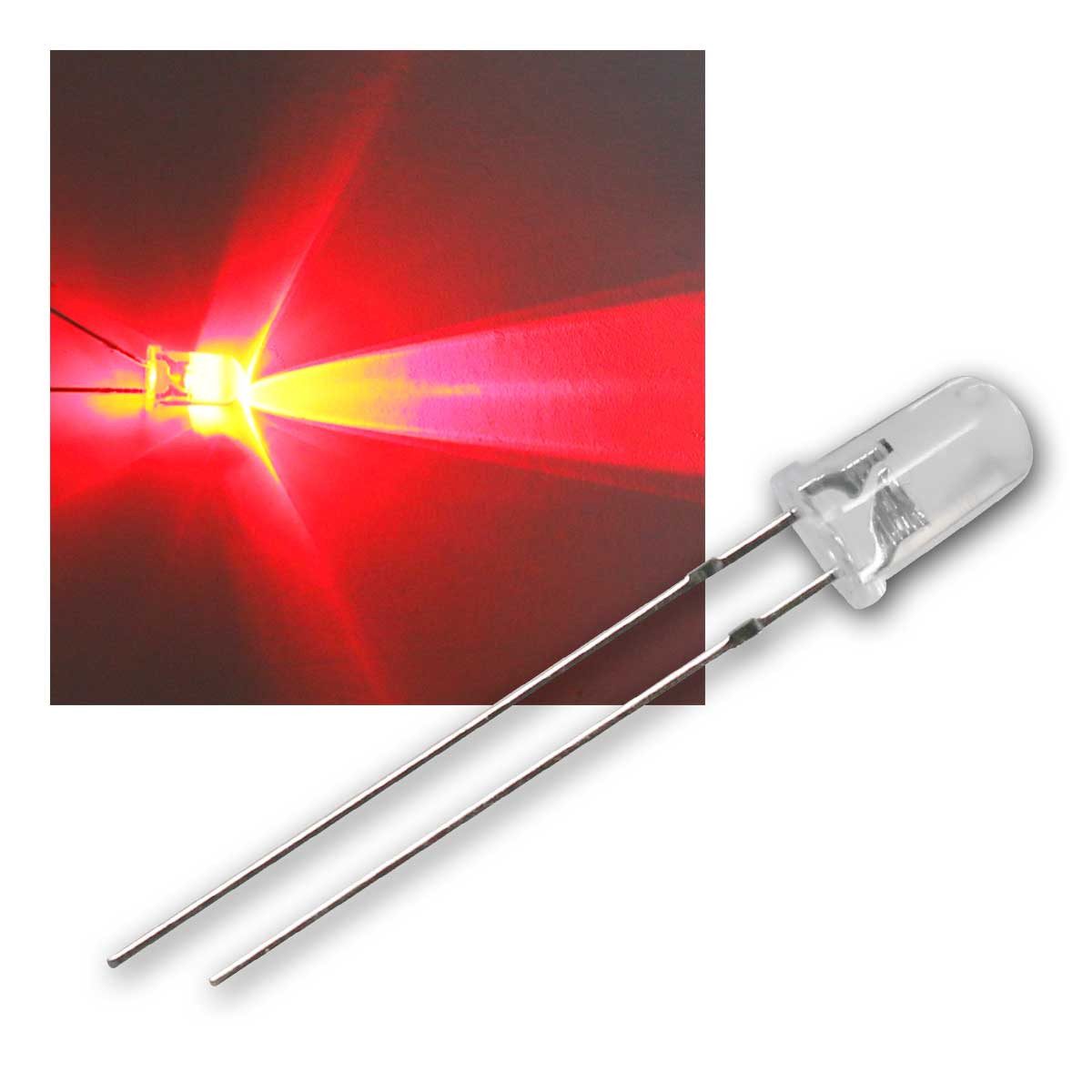 world-trading-net Modellbausatz 25 Stk LED 5mm wasserklar rot 12V Typ "WTN-5-12Vr"