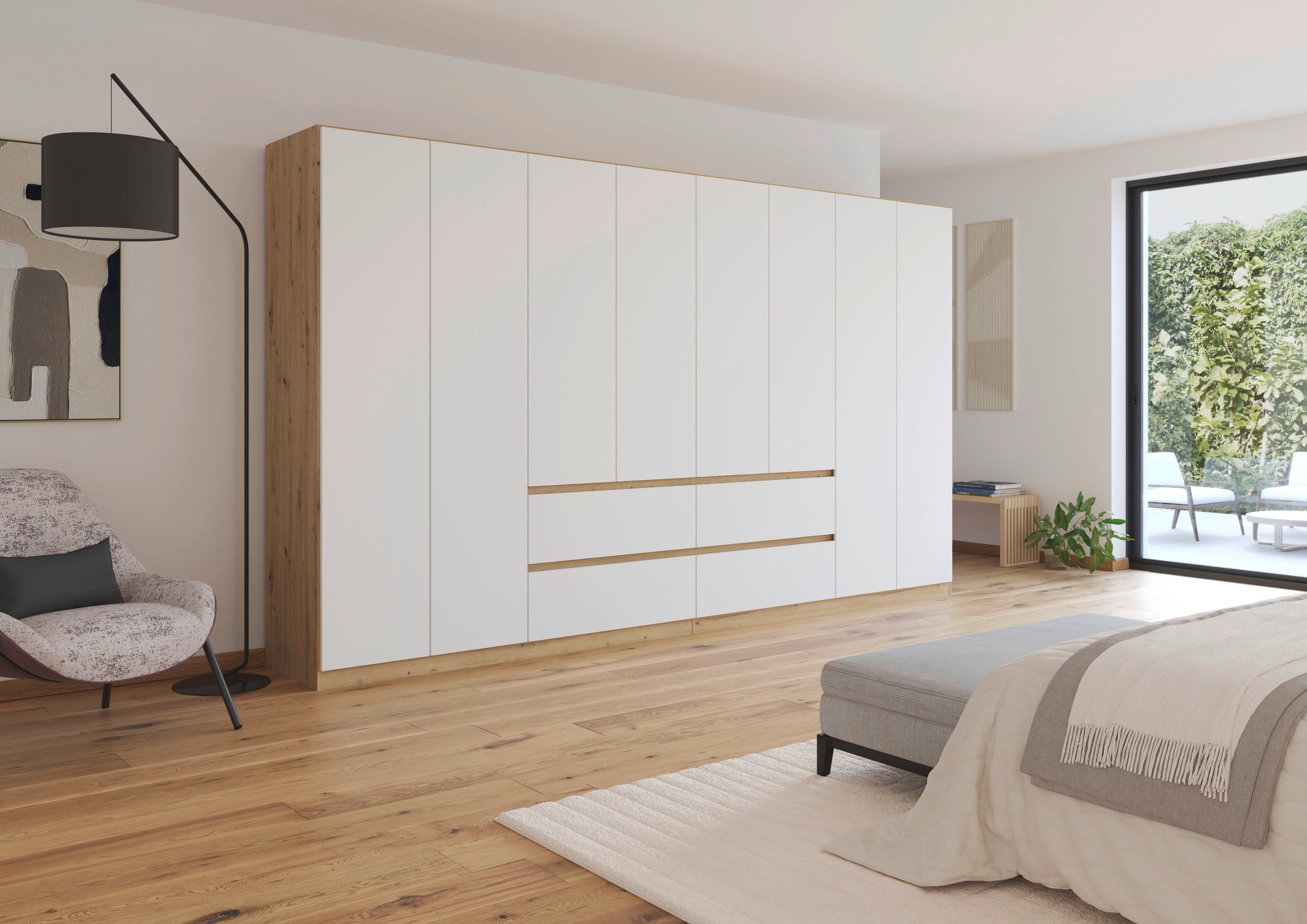 rauch Drehtürenschrank Schrank Garderobe MAINZ Breiten 91/136/181/226/271/315/360, Höhe 210cm (3 verschiedene Ausstattungen BASIC/CLASSIC/PREMIUM (inkl. SOFT-CLOSE) grifflose Front, Außentüren mit Push-to-Open Funktion MADE IN GERMANY