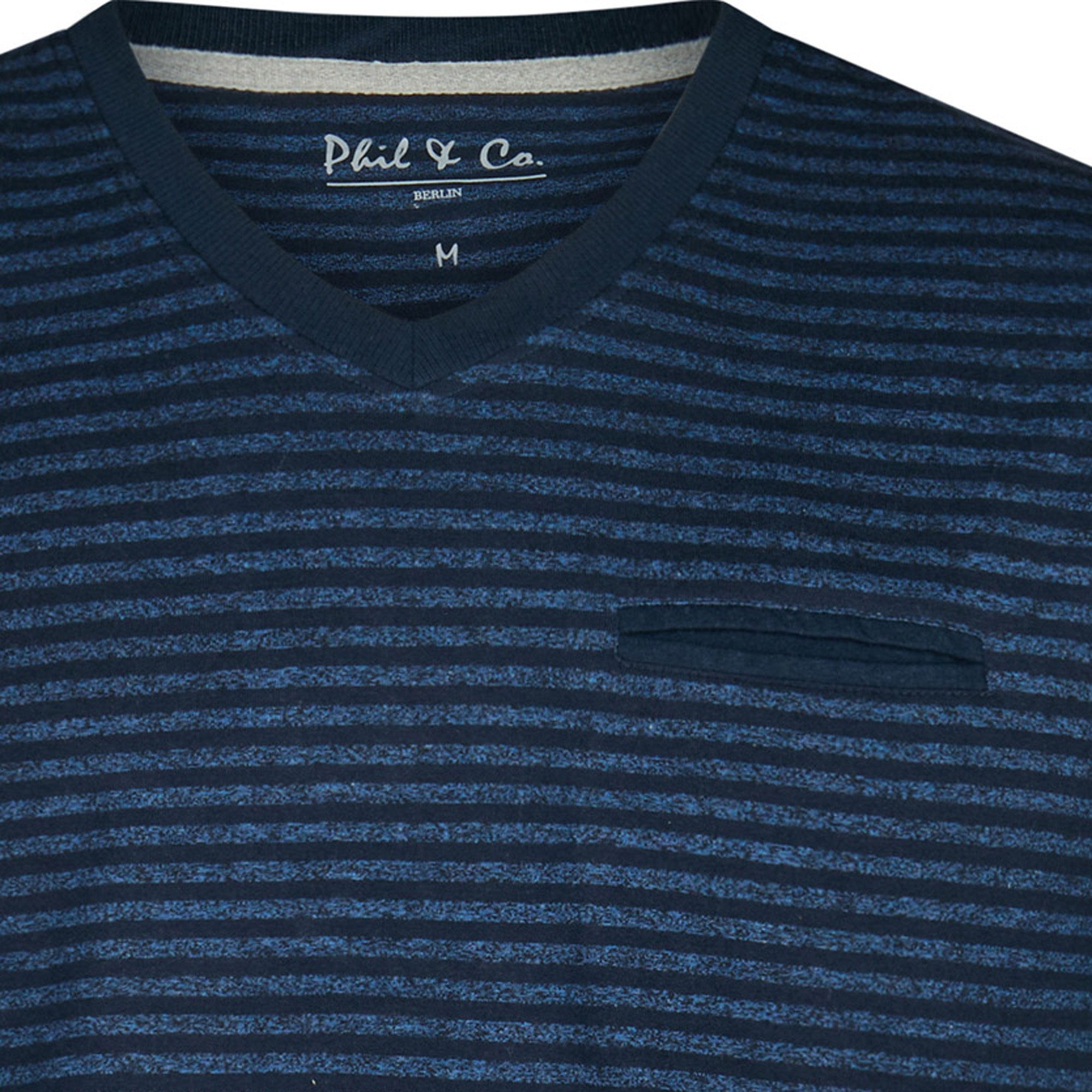 Phil & Co. Pyjamaoberteil Herren-T-Shirt geringelt Single-Jersey Streifen