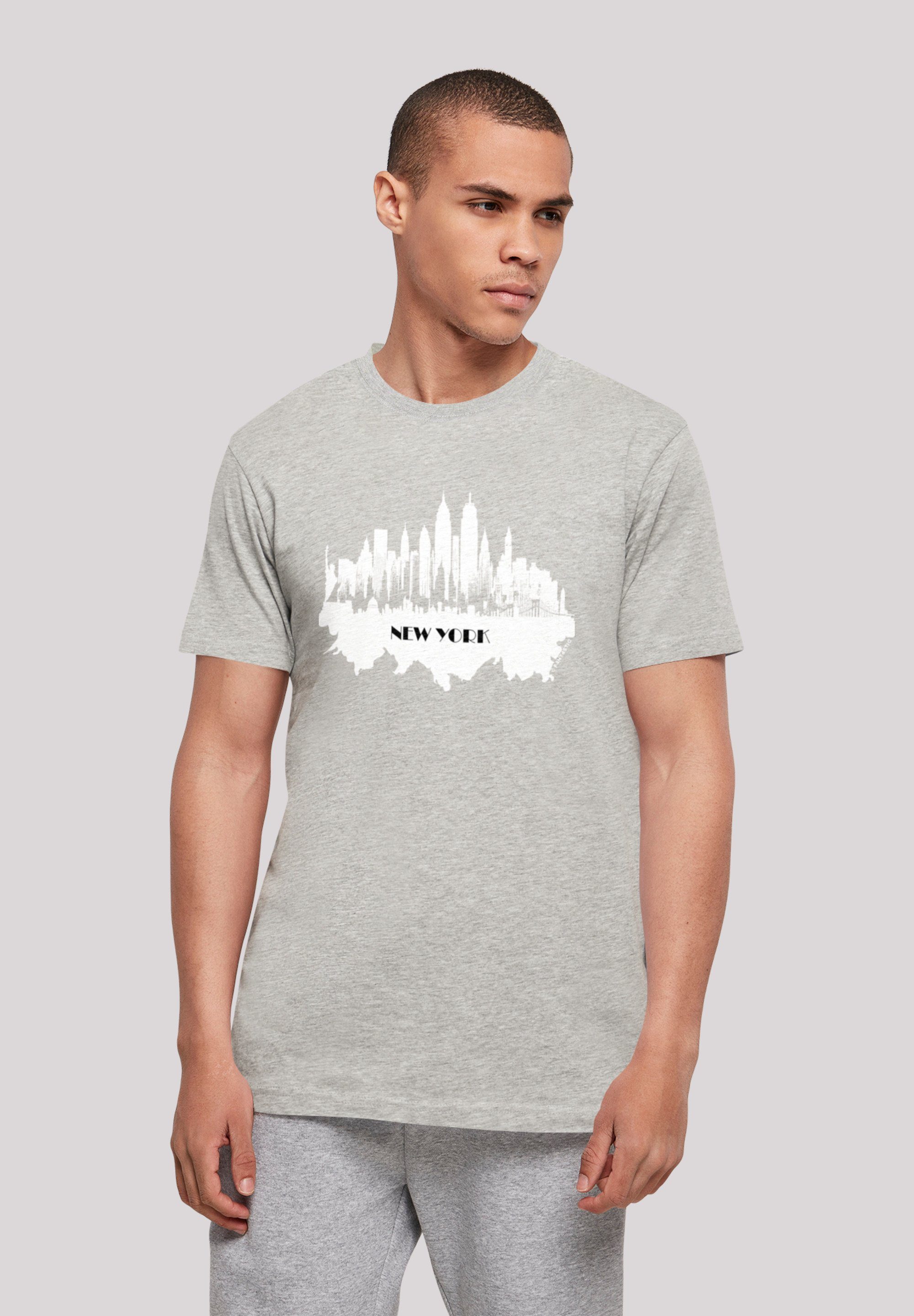F4NT4STIC heather T-Shirt New - skyline Cities Print York Collection grey