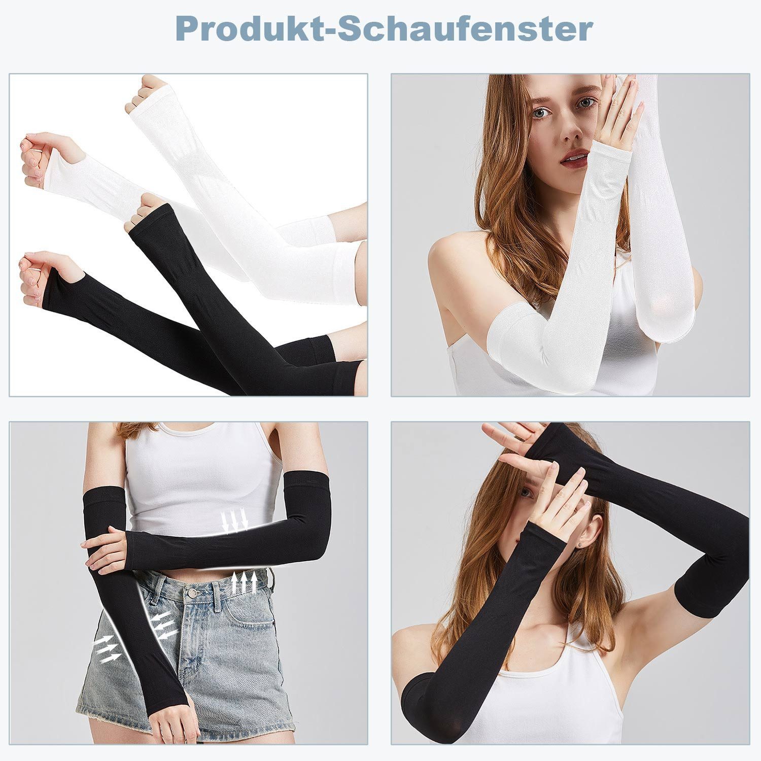 Oemmn Armlinge 2 Paar UV-Schutz Armstulpen, Sonnenschutz Armwärmer Ärmel für Outdoor (2-St)