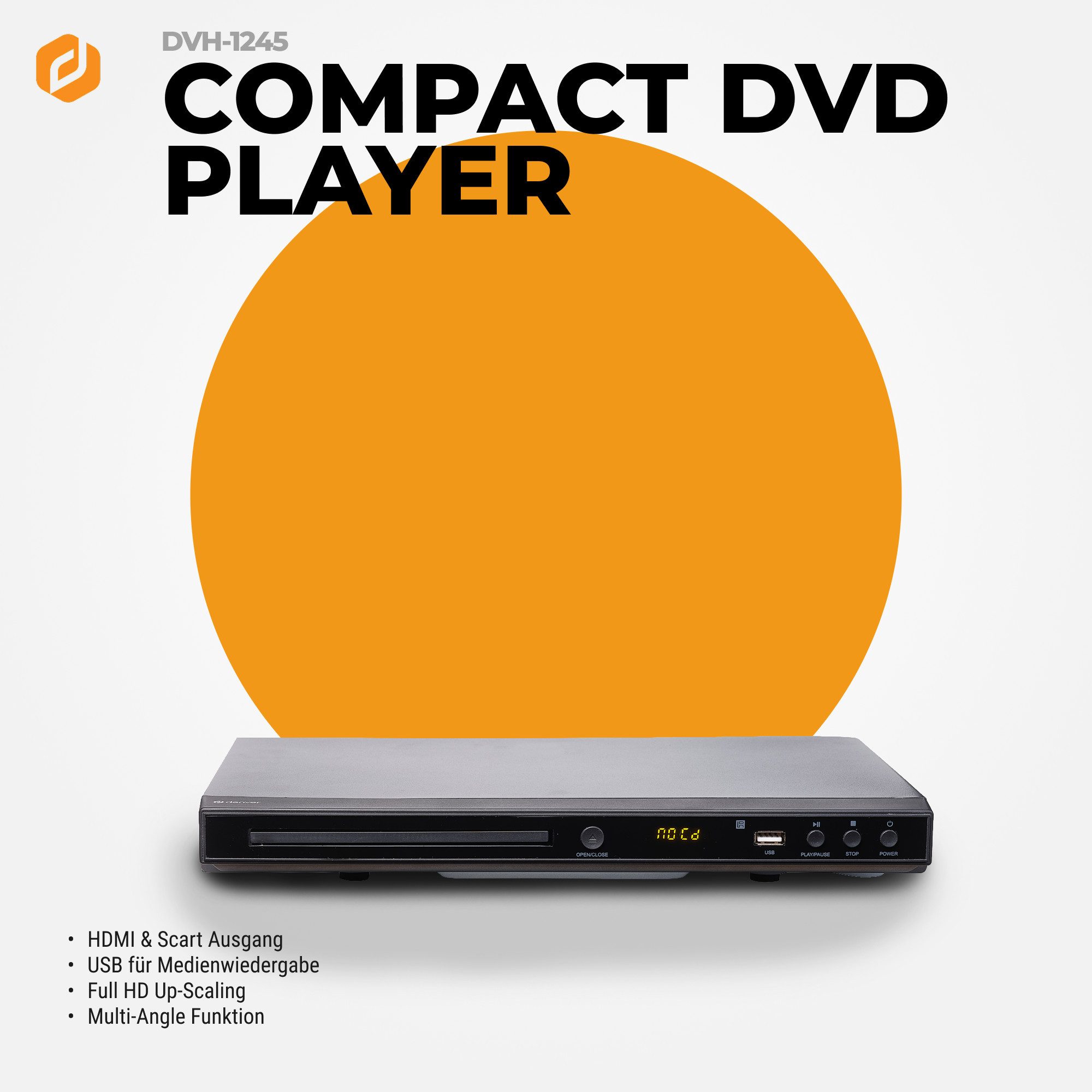 Denver DVH-1245 DVD-Player (Full HD, Stereo-Dolby-Digital-Surround-Sound-Decoder; PAL/NTSC kompatibel, Stereo-Dolby-Digital-Surround-Sound-Decoder; PAL/NTSC kompatibel)