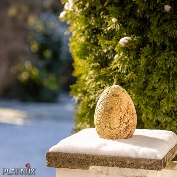 PLATINUX Gartenfigur Steingut Dekoei Braun Handgemacht 11,5x16,5cm Handmade, (1 Stück), Gartendeko Keramik-Ei Gartenfigur Dekofigur Steinoptik