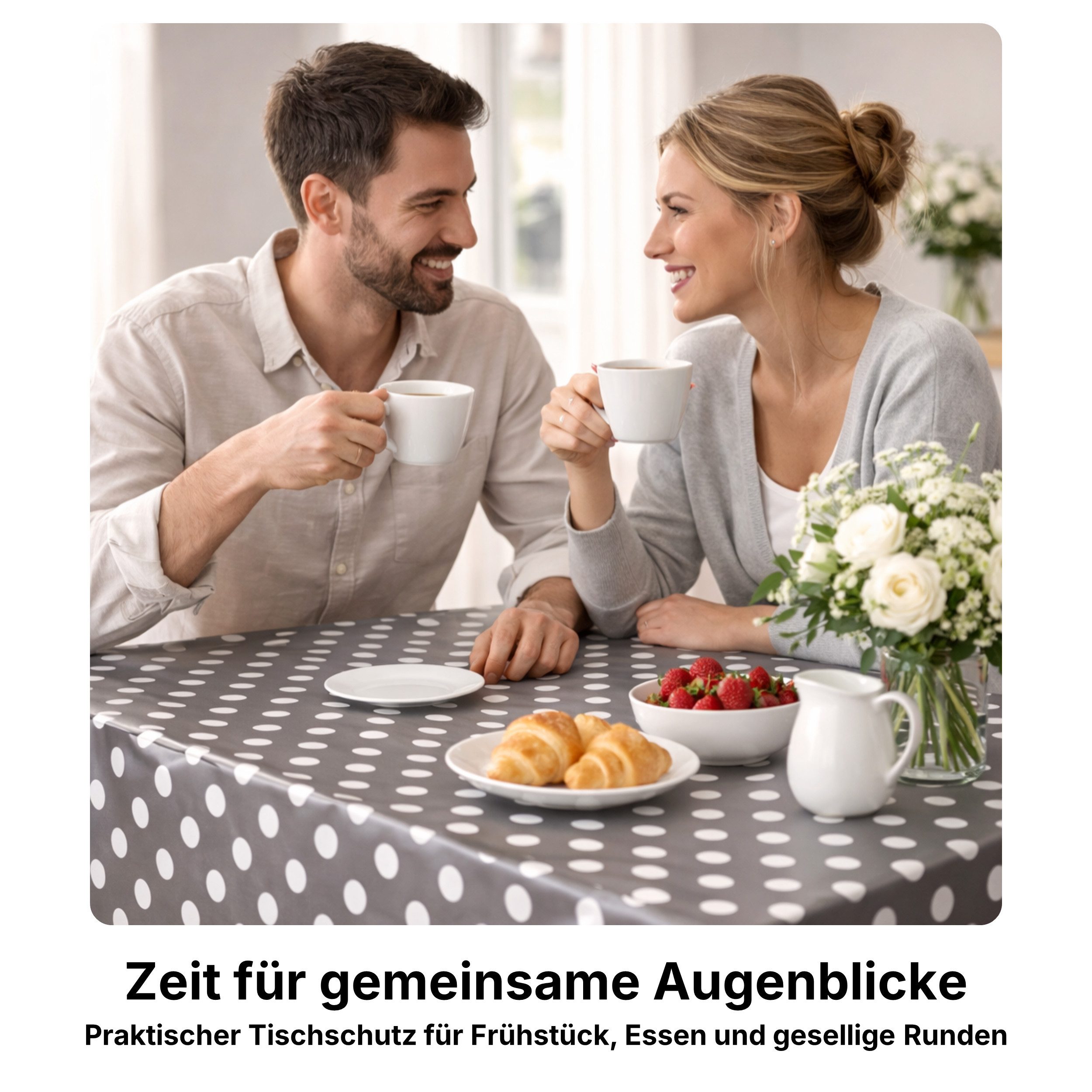 Melody Gartentischdecke Wachstuch Tischdecke Gartentischdecke punkte grau abwaschbar eckig, fleckenabweisend, wasserabweisend, Glattes Gewebe