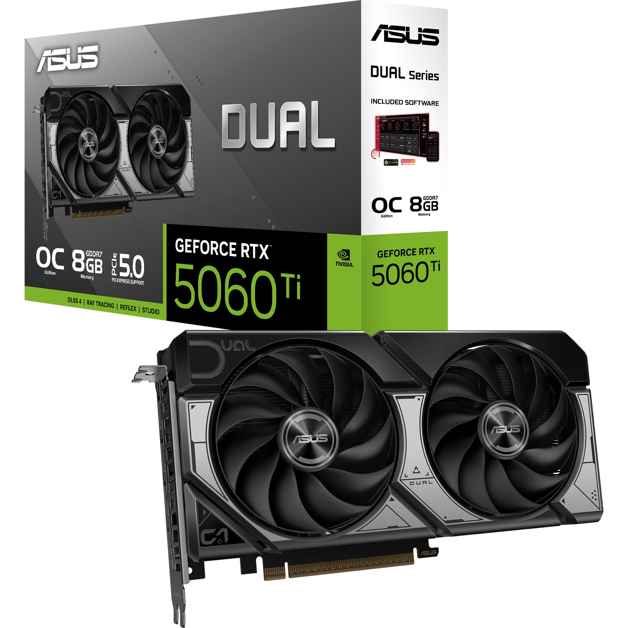 Asus ASUS GeForce RTX 5060 Ti DUAL OC 8GB, Grafikkarte, (DLSS 4, 3x Grafikkarte (8 GB, DLSS 4, 3x DisplayPort, 1x HDMI 2.1)