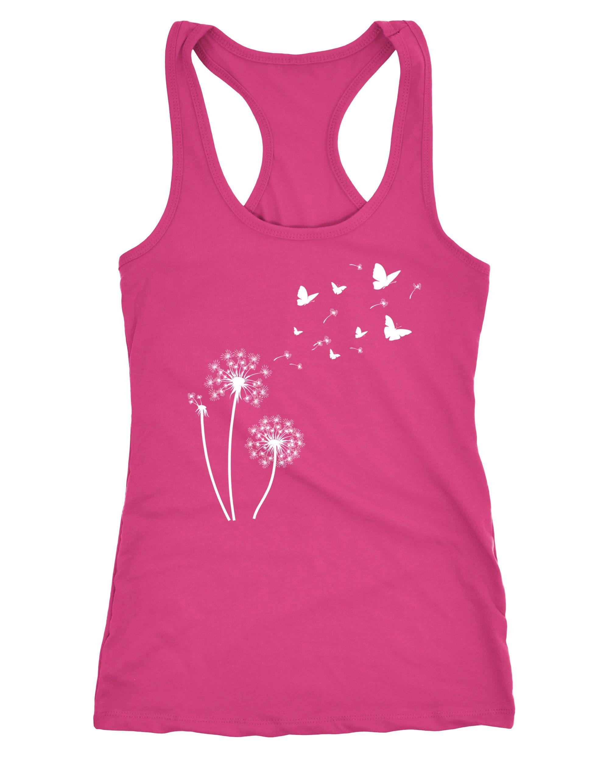 Neverless Tanktop Damen Tank-Top Pusteblume Schmetterlinge Dandelion Butterflys