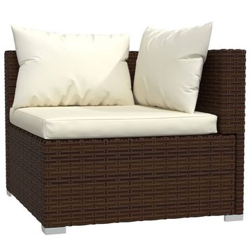 vidaXL Gartenlounge-Set 9-tlg. Garten-Lounge-Set mit Kissen Braun Poly Rattan, (1-tlg)