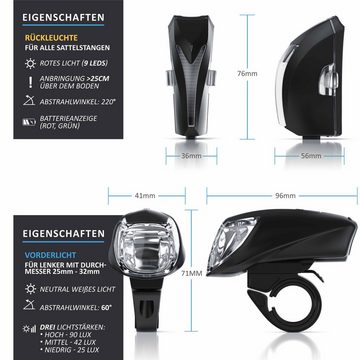 Aplic Fahrradbeleuchtung, LED, Akku, Front & Rücklicht, StvZO zugelassene Fahrradlampen