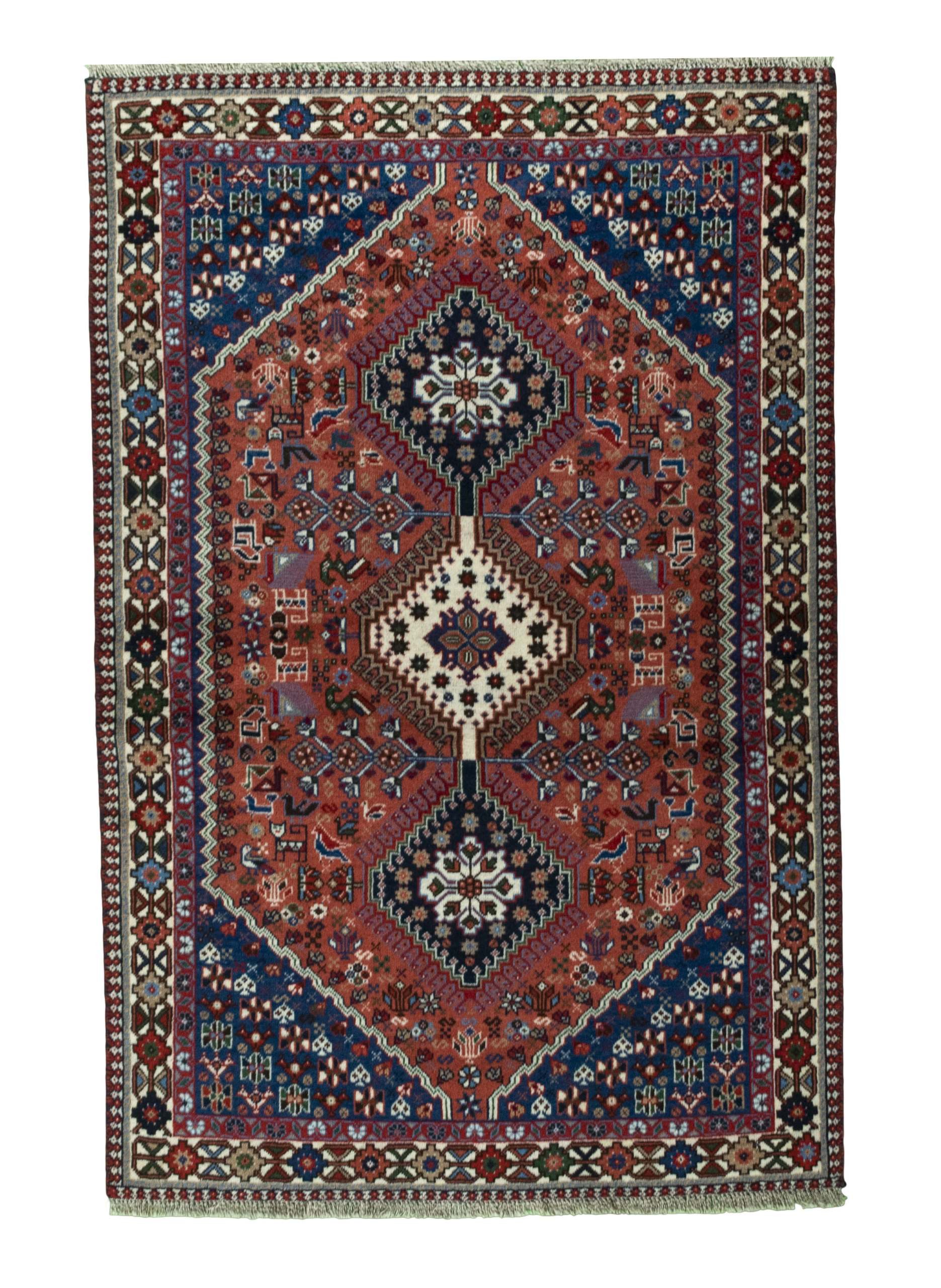 CABBEL Orientteppich 153x101 cm Perser Yalameh Rot Schurwolle Handgeknüpft Nomaden Unikat, rechteckig, Höhe: 8 mm, 100% Schurwolle – weich, pflegeleicht, solide Knüpfdichte