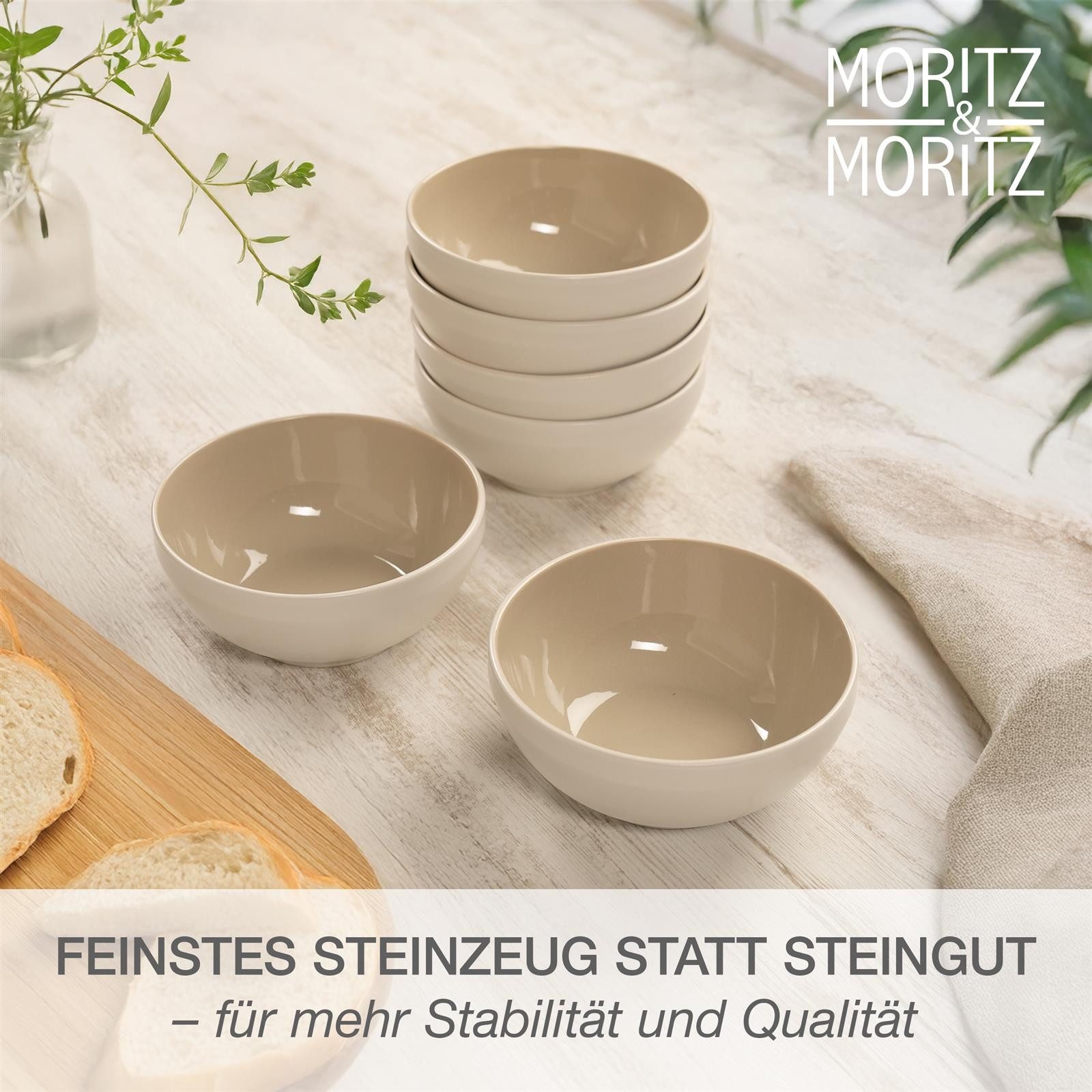 Moritz & Moritz Geschirr-Set CAVO Müslibowl Sand (6-tlg), 6 Personen, Steinzeug, Spülmaschinengeeignet – Bild 4 von 5