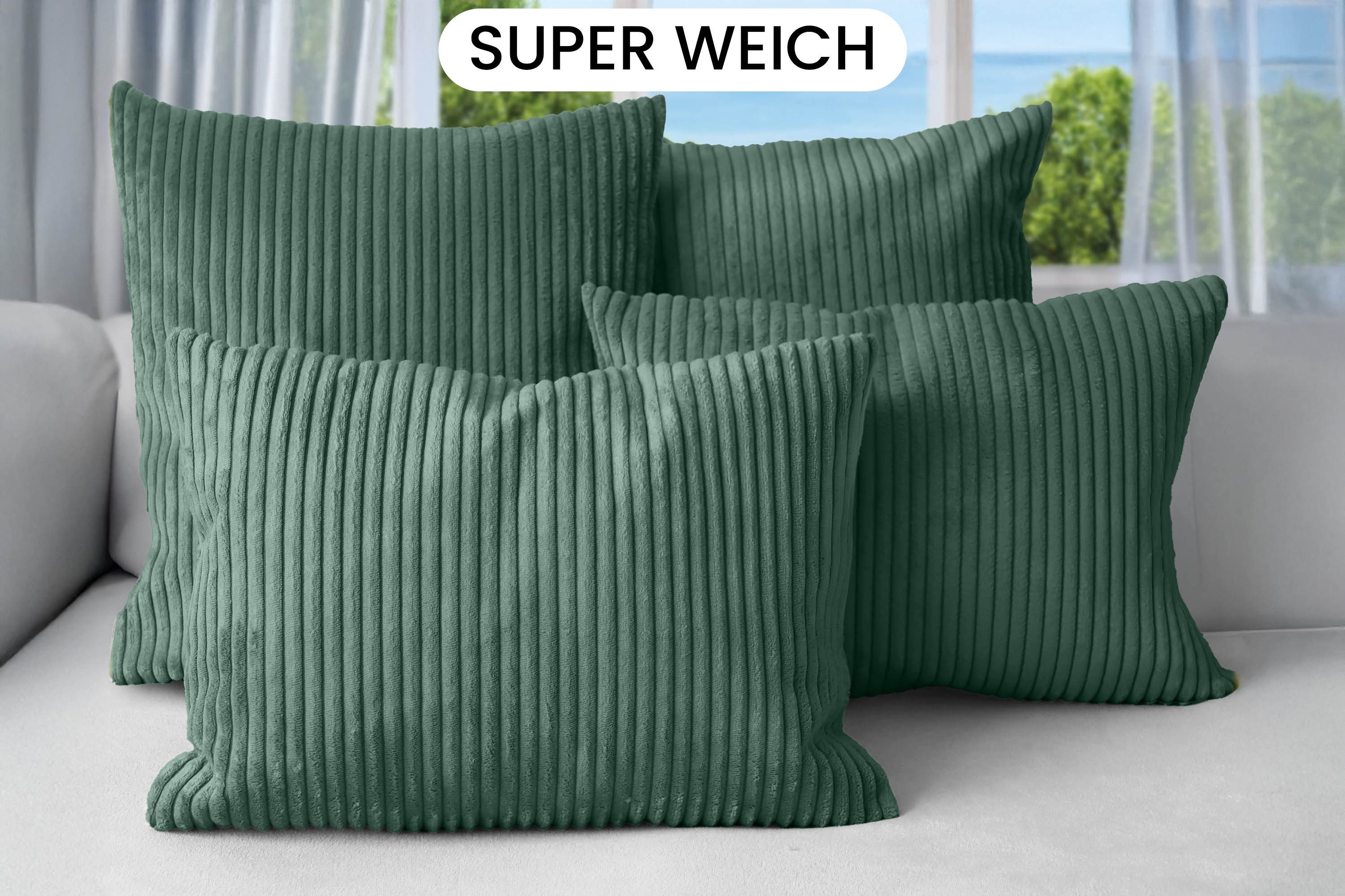 Amilian Kissenbezüge 4er Set - Kissenhüllen 2x 45x45 + 2x 35x45 cm - Zierkissenbezüge, (4 Stück), Zierkissen Set Bezüge 4 Stück für Dekokissen; Kissen; Zierkissen
