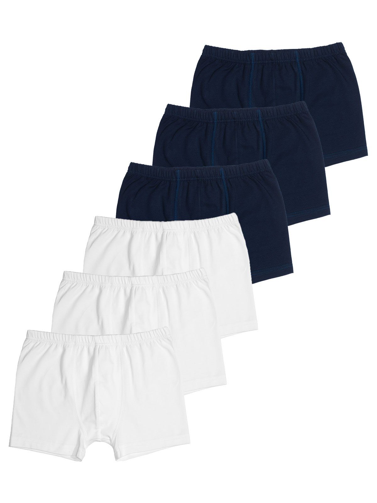 Sweety for Kids Boxershorts 6er Sparpack Knaben Retro Shorts Single Jersey (Spar-Set, 6-St) hohe Markenqualität navy weiss