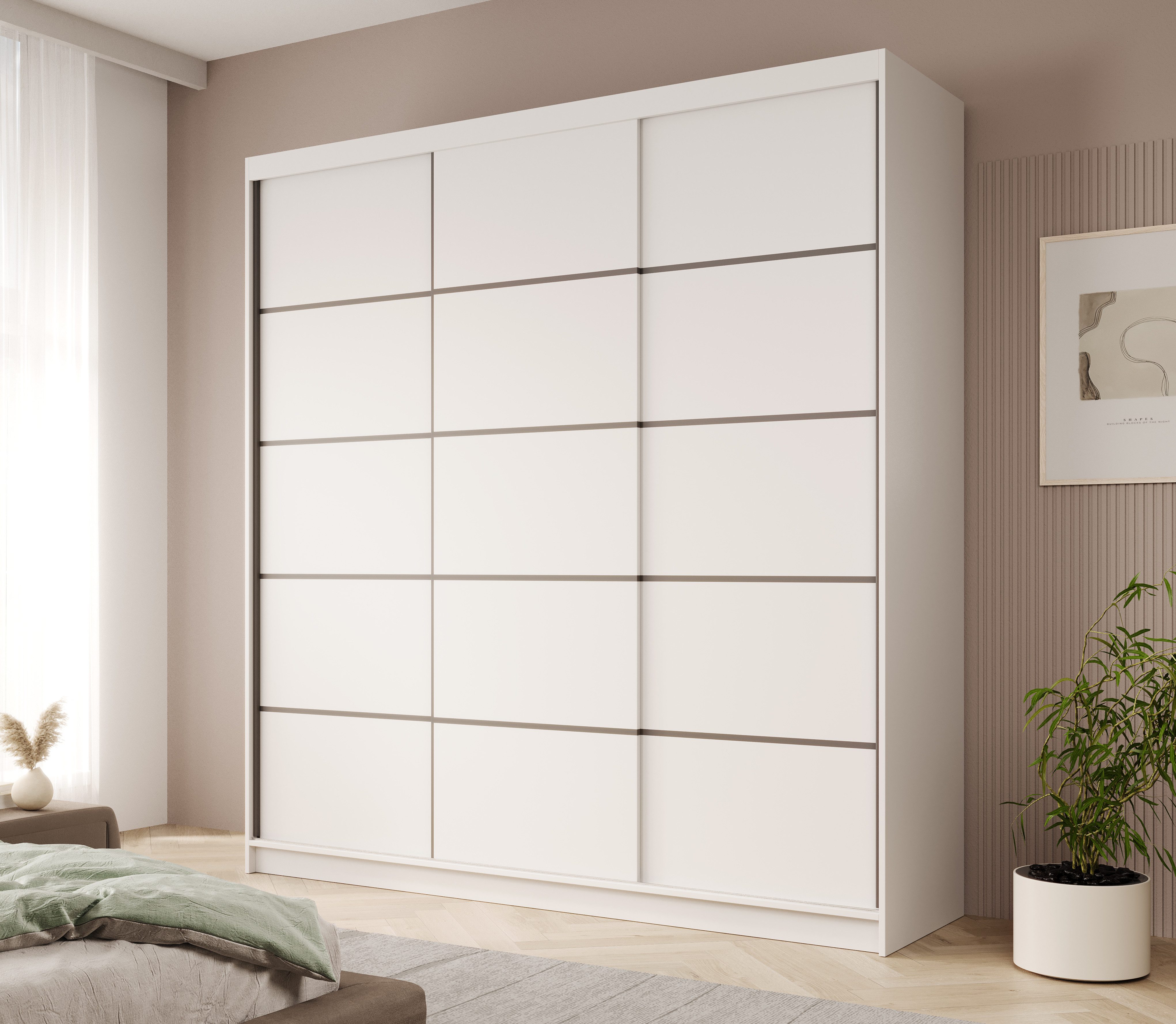 MOEBLO Schiebetürenschrank Tagra 200 (3 Türen, 11 Einlegeböden, Kleiderstan günstig online kaufen