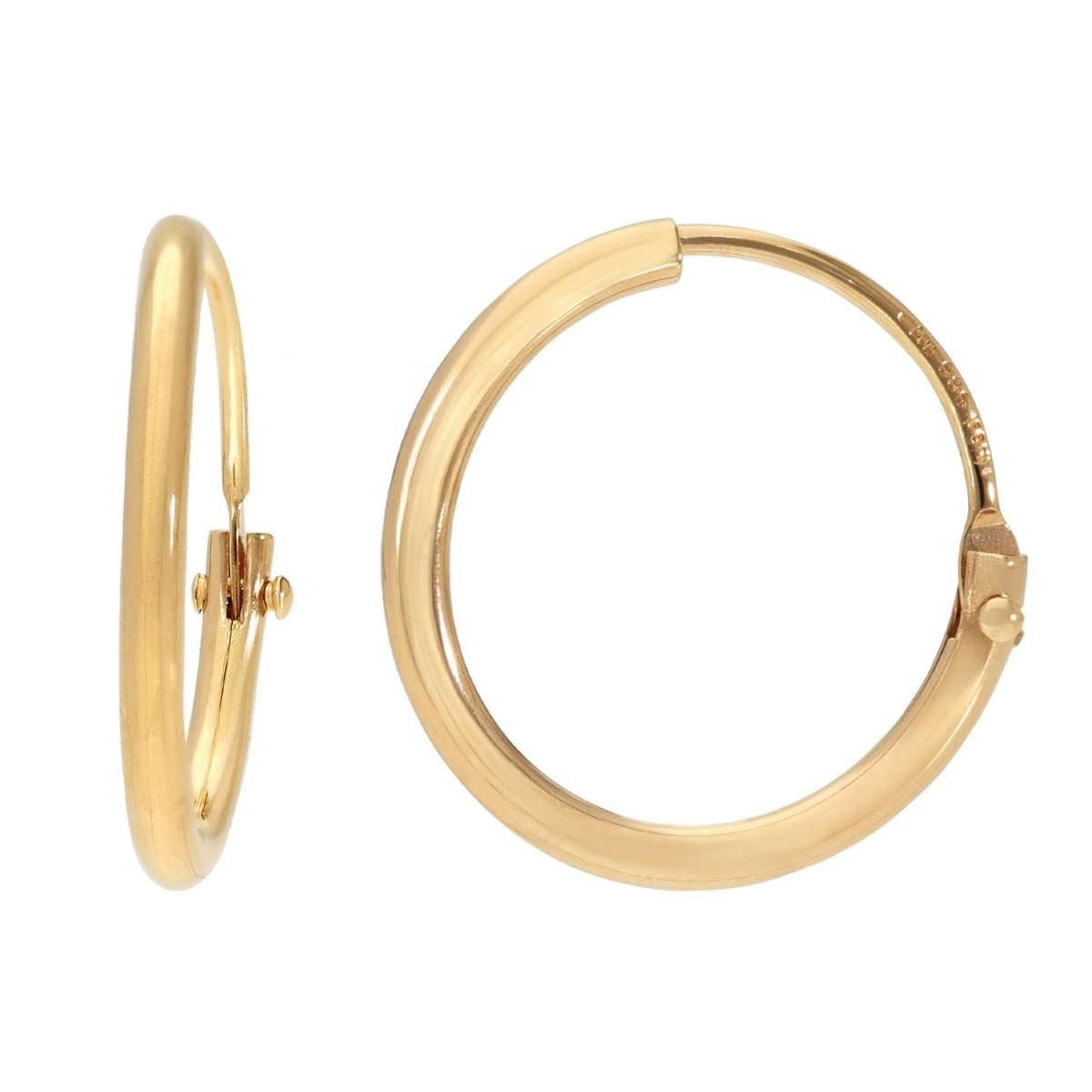 trendor Paar Creolen 31176, Gold 585/14K Huggies Ø 13 mm Breite 1,3 mm
