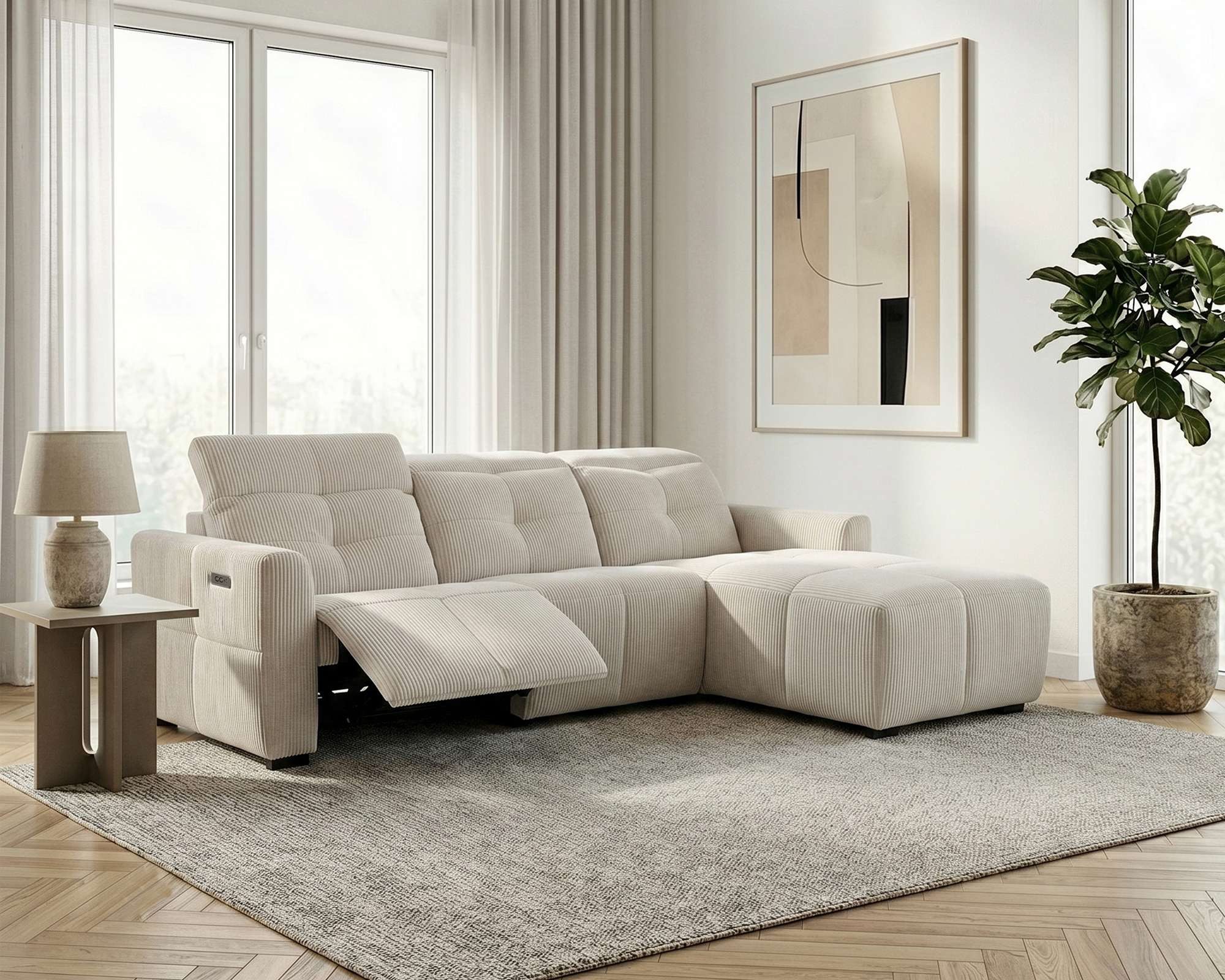 OTTO home Ecksofa CAARLA Cord, L-Form, 261 cm, man. oder elektr. Relaxfunktion (USB-A/C), mit USB-A und USB-C bei elektrischer Ausführung, Kopfteilverstellung