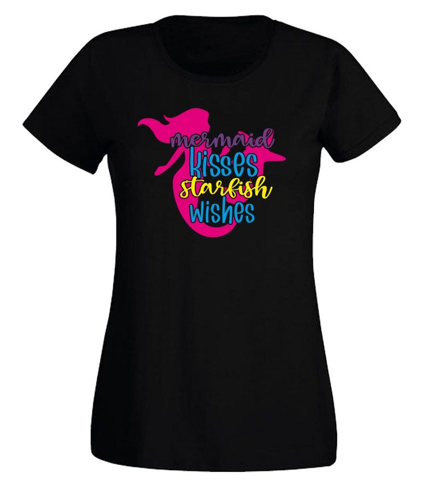 G-graphics T-Shirt Damen T-Shirt - Mermaid kisses Starfish wishes mit  trendigem Frontprint, Slim-fit, Aufdruck auf der Vorderseite,  Spruch/Sprüche/Print/Motiv, für jung & alt