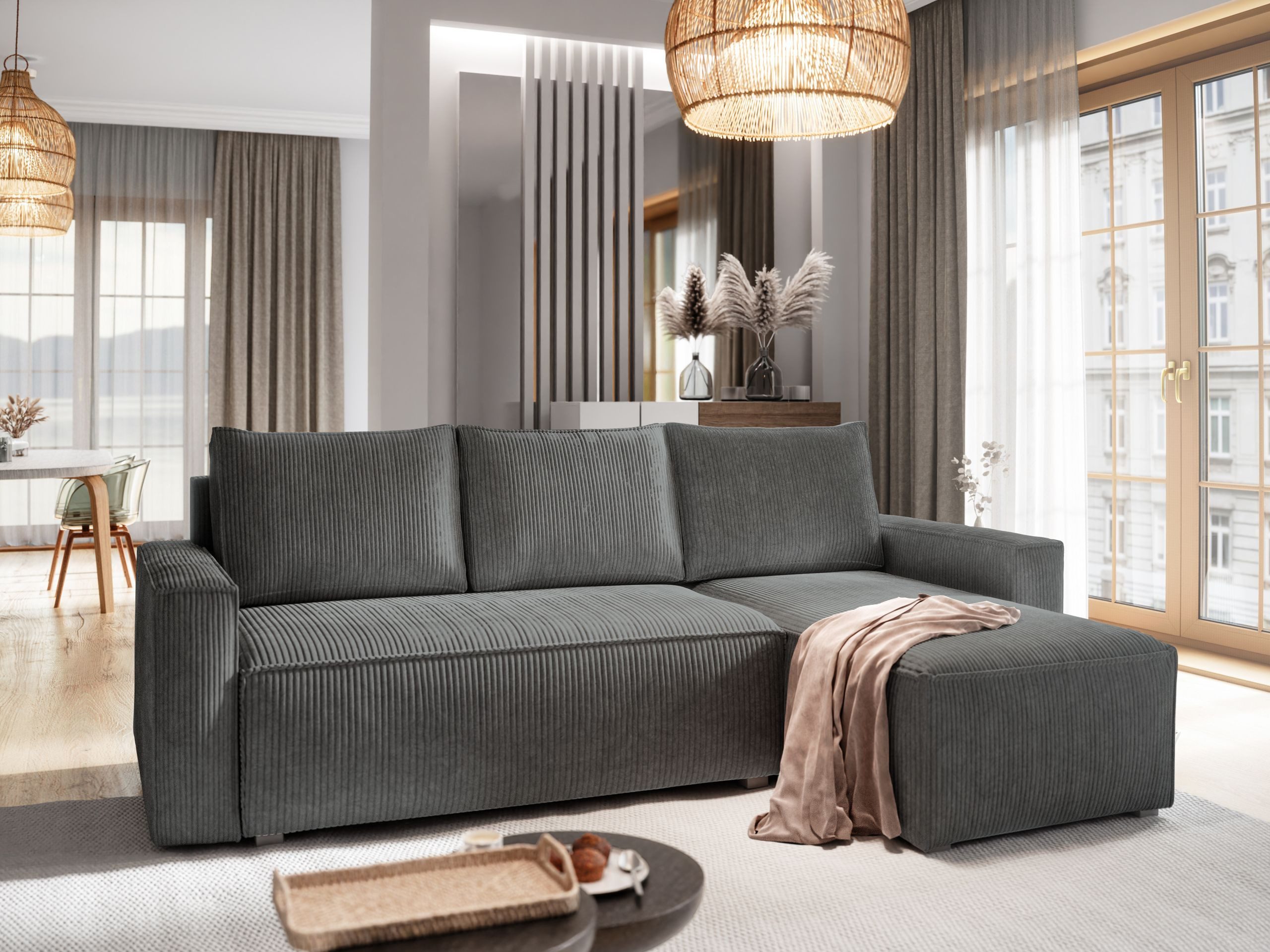 Masseno Ecksofa POTARO mit Schlaffunktion L-Form, Sofa mit Bettkasten