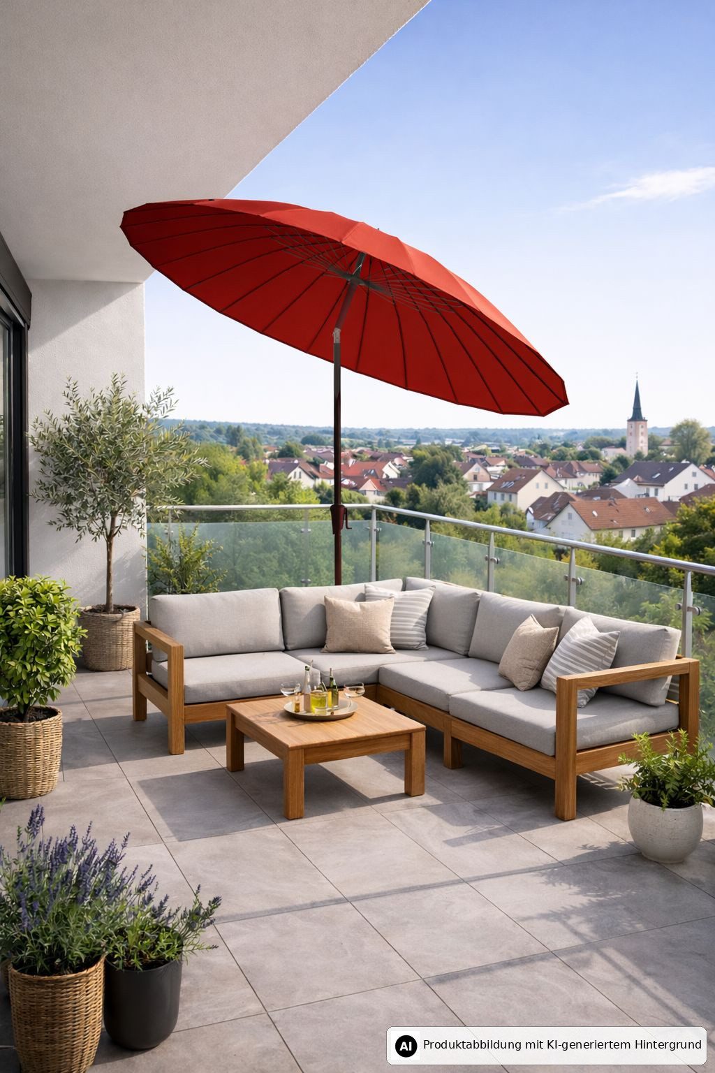 Leco Sonnenschirm Shanghai Sonnenschirm Balkonschirm Terrassenschirm Schirm, LxB: 250x260 cm, Kurbelbedienung, Abknickfunktion / Neigungsverstellung