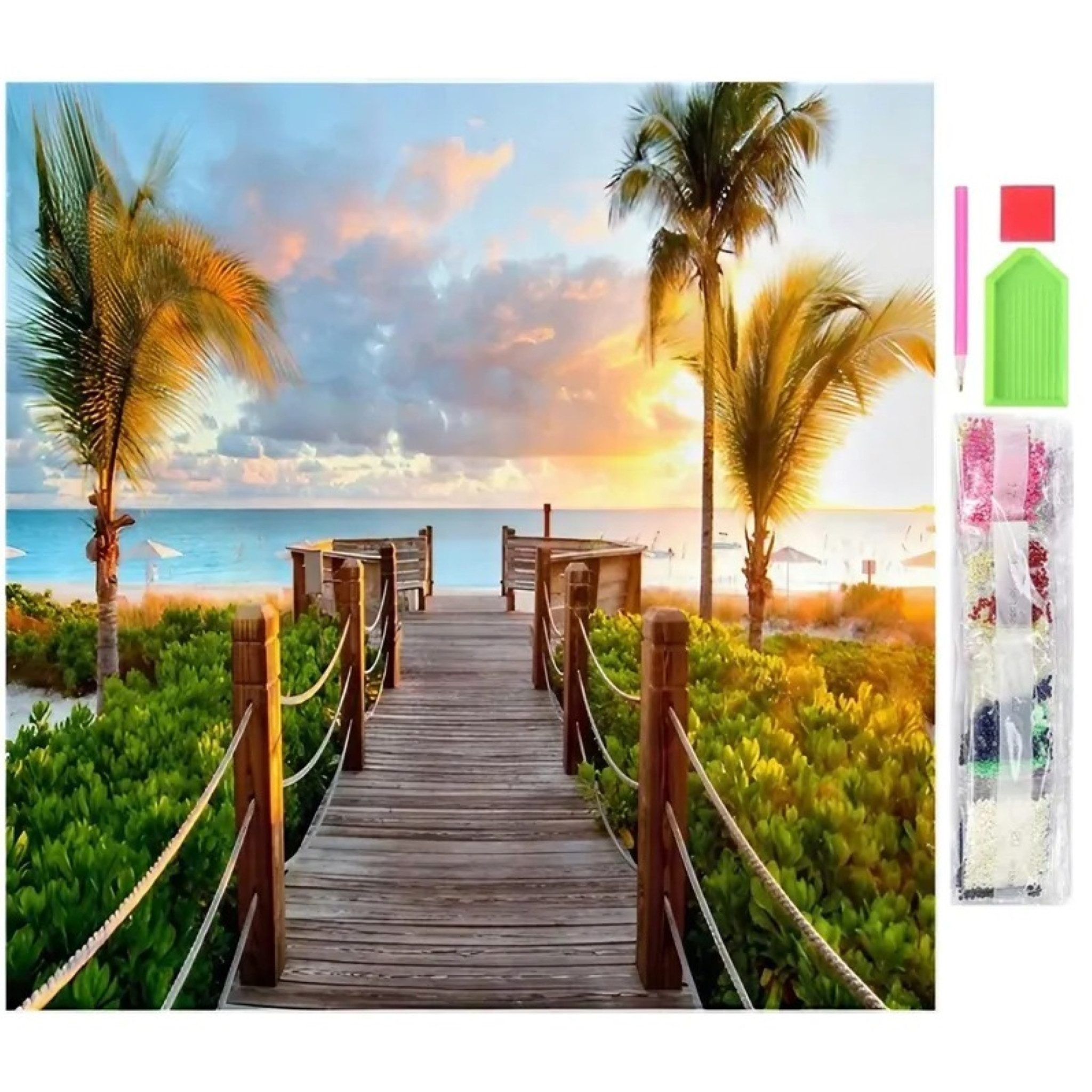 LA CUTE Malen nach Zahlen 5d Diamant Mosaik Stickerei 5D Palmen Strand 30x3 günstig online kaufen