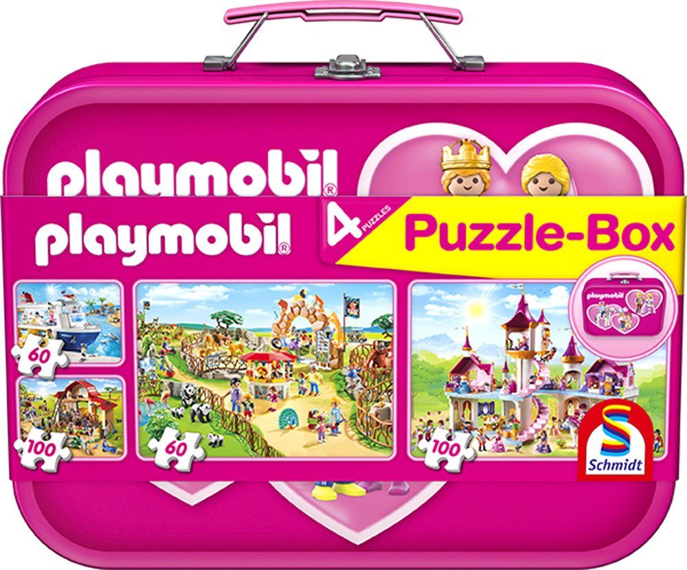 Schmidt Spiele Puzzle Puzzlebox Playmobil pink, 2 Puzzleteile
