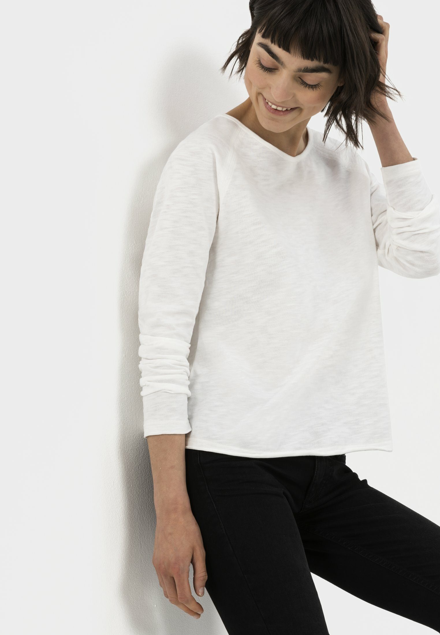 camel active Langarmshirt aus reiner Baumwolle Langarm