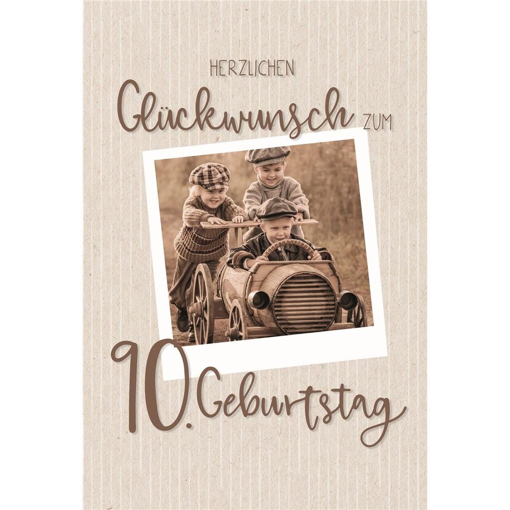 Grußkarten 90. Geburtstag - Karte mit Umschlag - Seifenkistenrennen