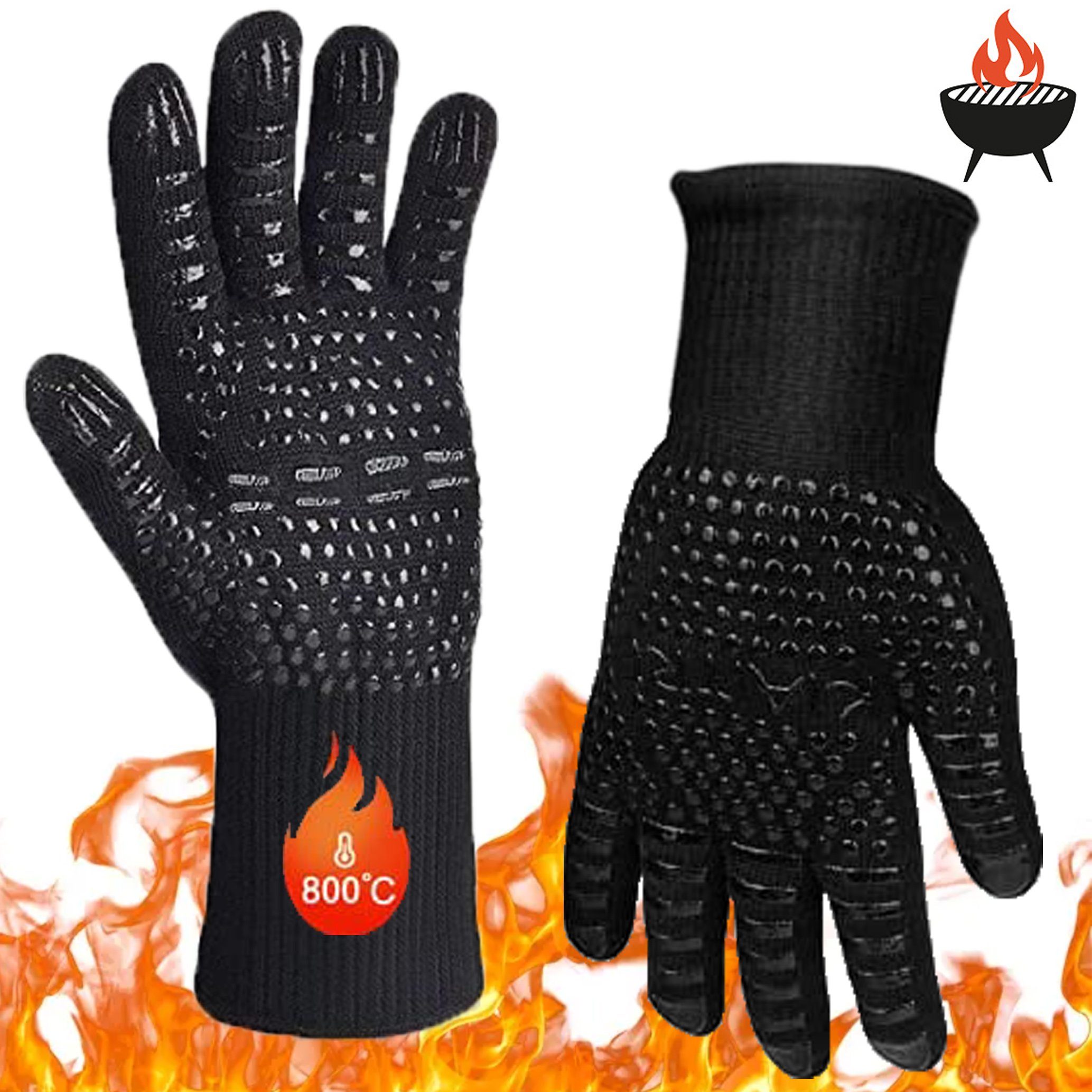 BBQ Grillhandschuhe 800° Hitzebeständig Ofenhandschuhe Backhandschuhe Handschuhe 