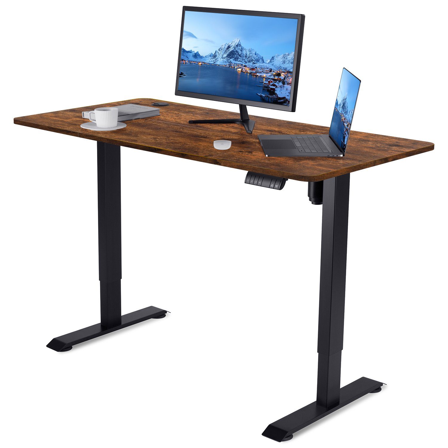 HOMALL Schreibtisch Memory-Funktion Holzmaserung ergonomischer Farbe Absturzsicherung, der Computertisch und