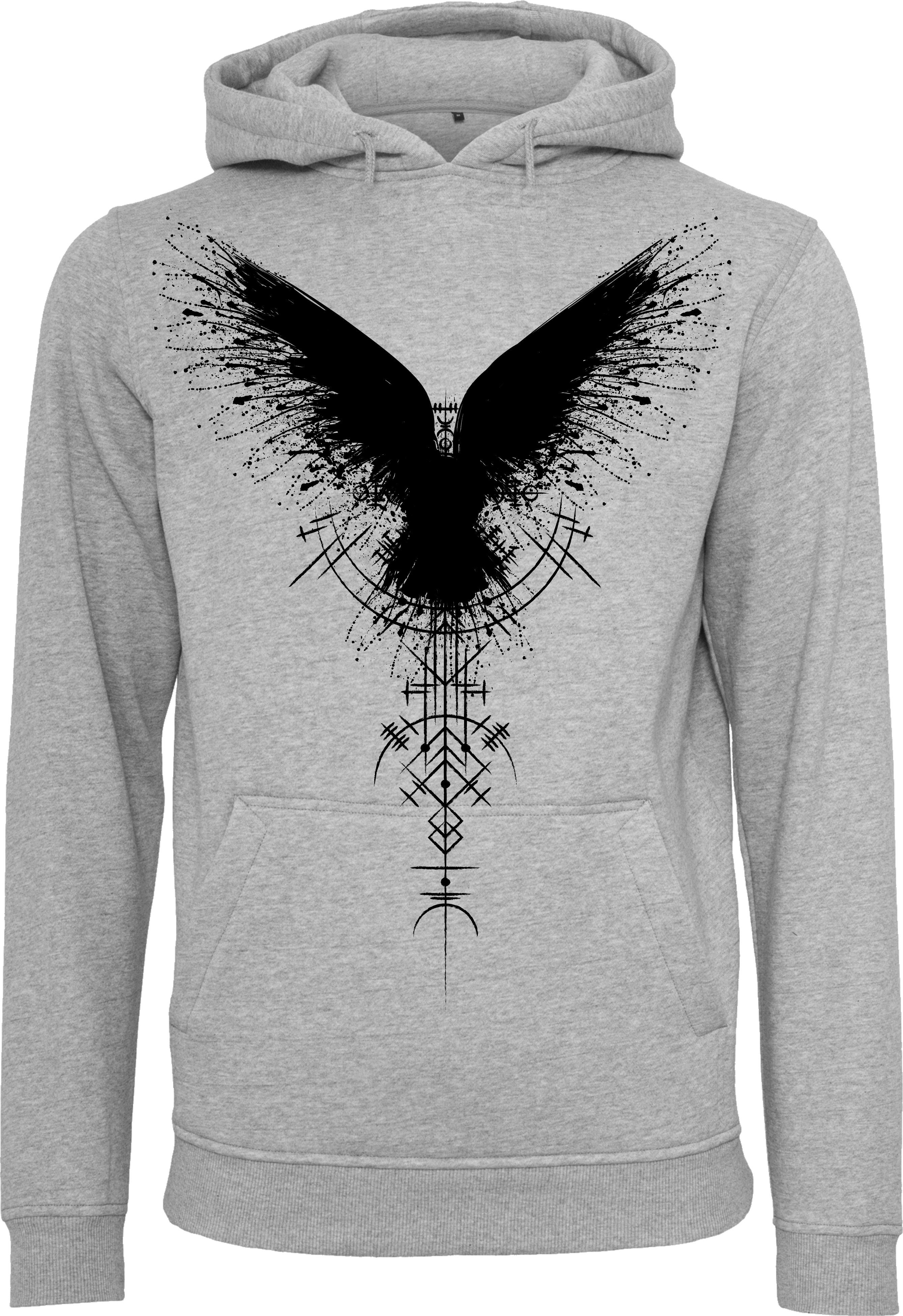 Baddery Kapuzenpullover Wikinger Hoodie: "Schattenrabe" - günstig online kaufen