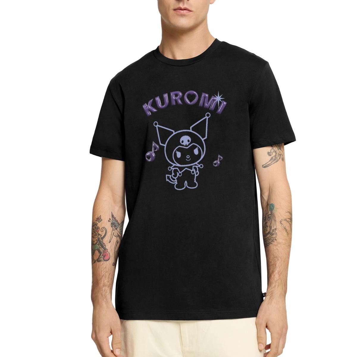 T-Shirt Kuromi Outline Mit Chrome Schriftzug Männer Premium T-Shirt