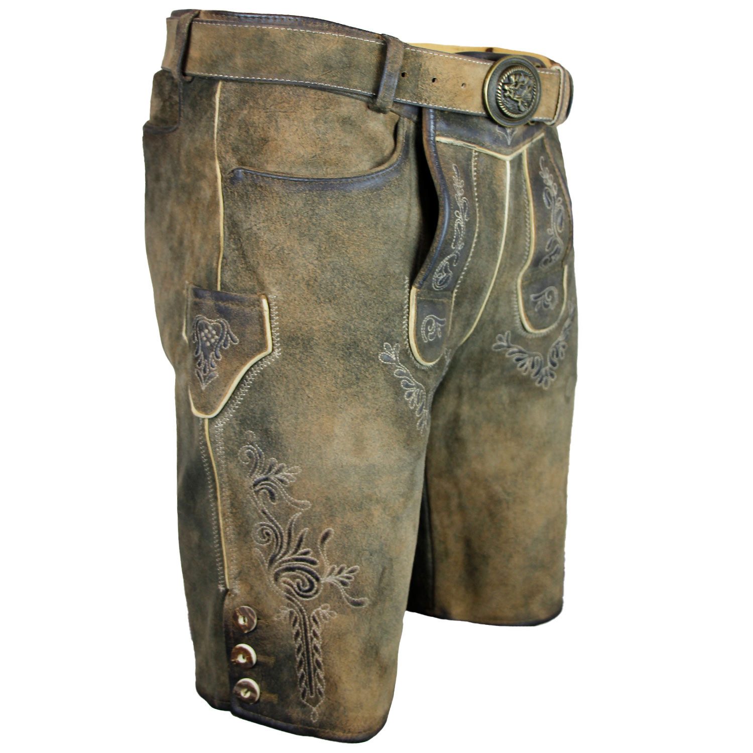 Maddox Trachtenlederhose MADDOX Kurze Herren Lederhose 'Hopfensee' mit Gürt günstig online kaufen