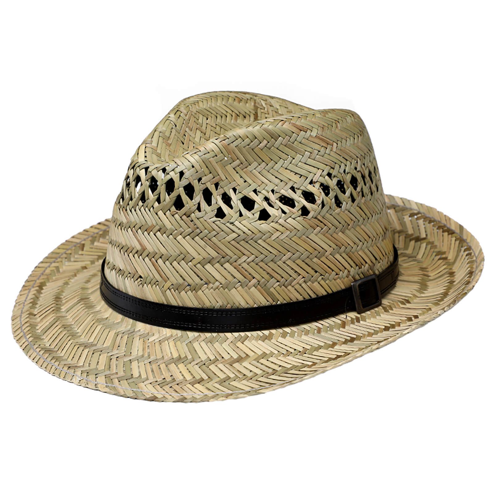 Strohhut Strohhut Fedora mit Kunstlederband Natur