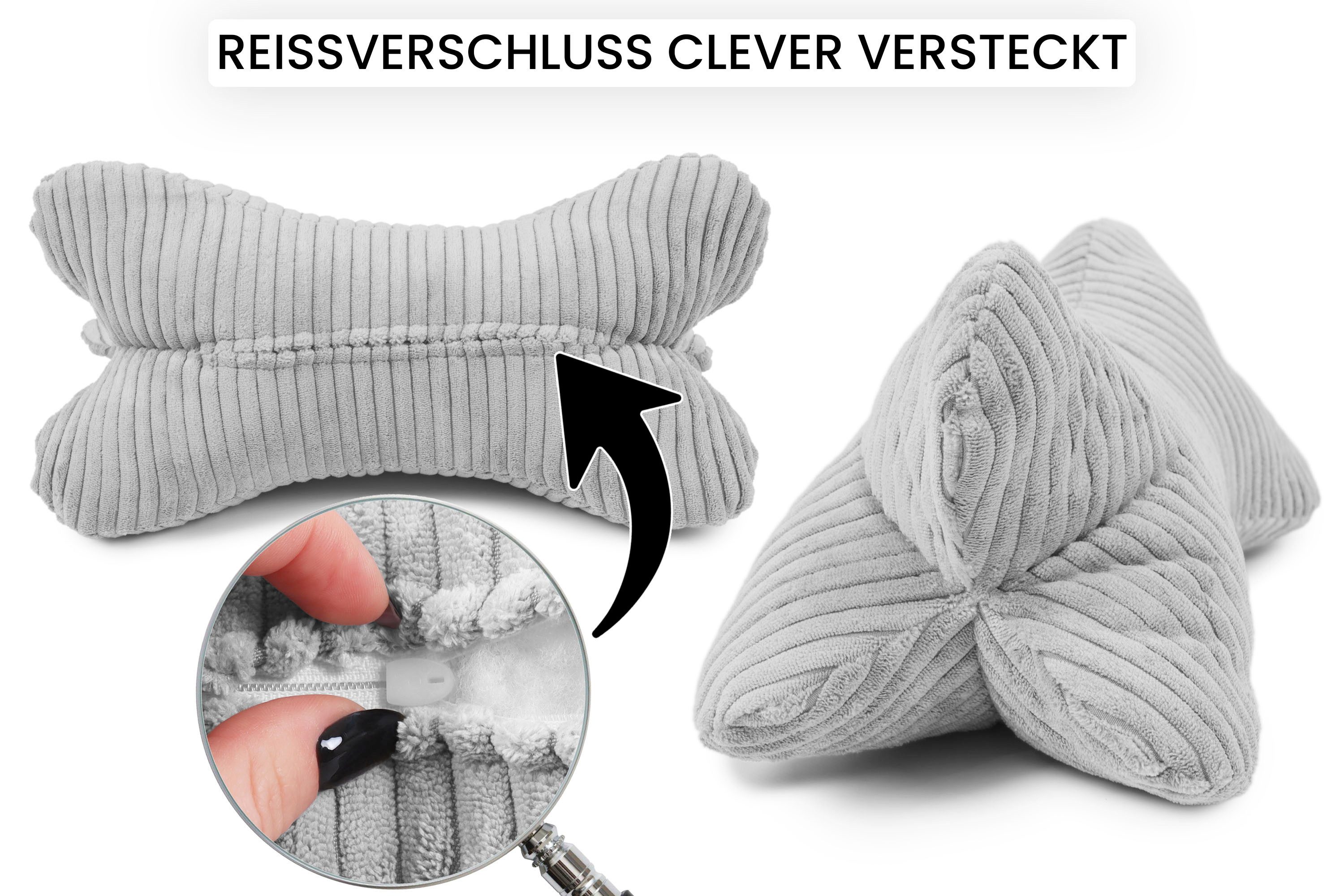 Amilian Nackenkissen - Leseknochen ca. 44x22 cm - Knochenkissen - Lesenknochenkissen, waschbar, Buch- und Tabletstütze - Lesekissen zum Relaxen, Knochenkissen zum Lesen - Knochenform Kissen - Nackenkissen
