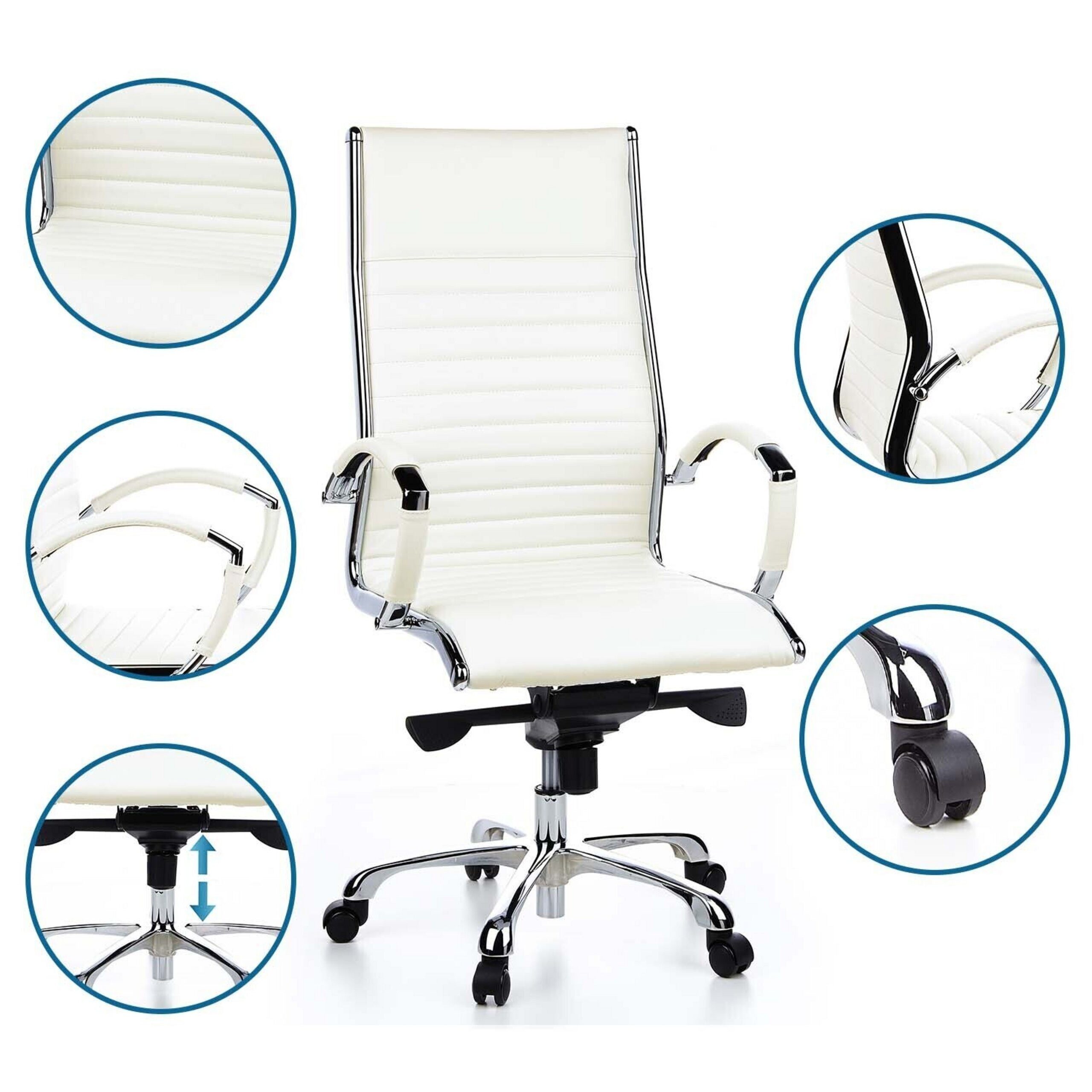 hjh OFFICE Chefsessel Profi Chefsessel Parma 20 Leder mit Armlehnen, Drehstuhl Bürostuhl ergonomisch