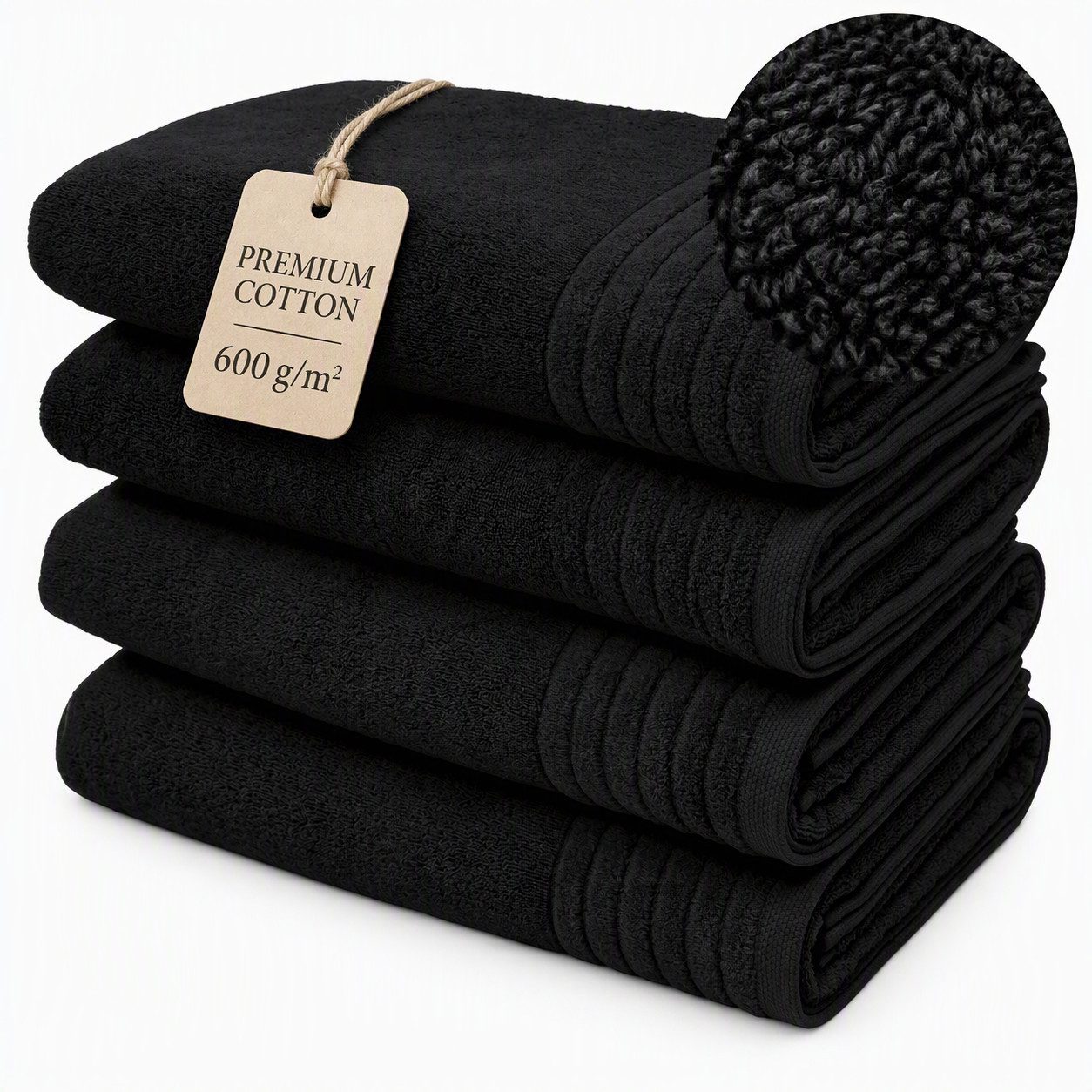 OTTO home Duschtücher Sanremo Premium, Premium Handtücher, 600 gr/m², 70x140cm, Frottier (Set, 4-St), mit Bordüre, flauschig & weich, dicke Qualität, 5 Jahre Garantie